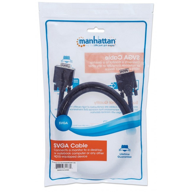 Cavo prolunga monitor SVGA 1,8 mt Nero MANHATTAN - immagine 2