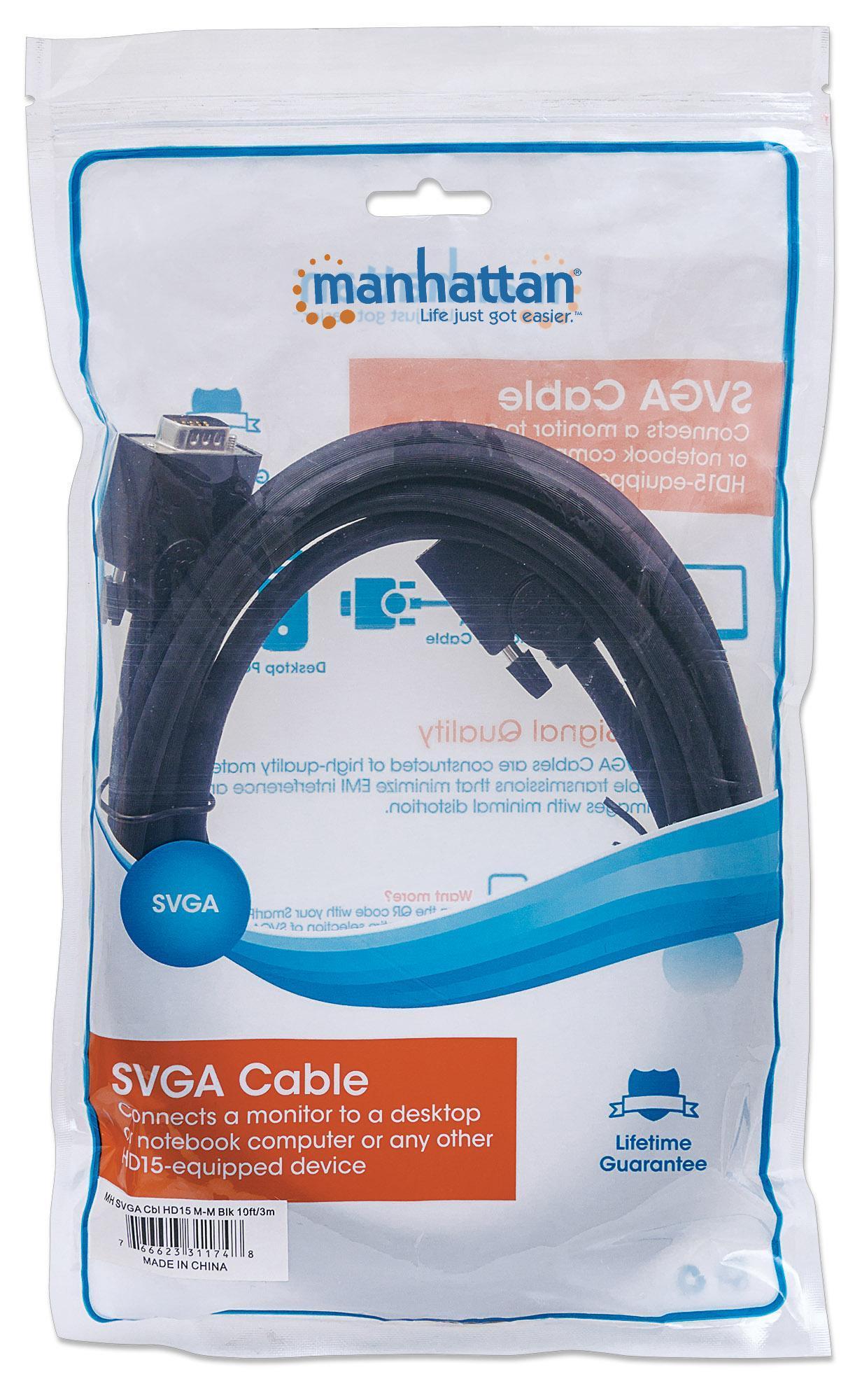 Cavo Monitor Svga 3m: qualità e connessione perfetta MANHATTAN - immagine 2