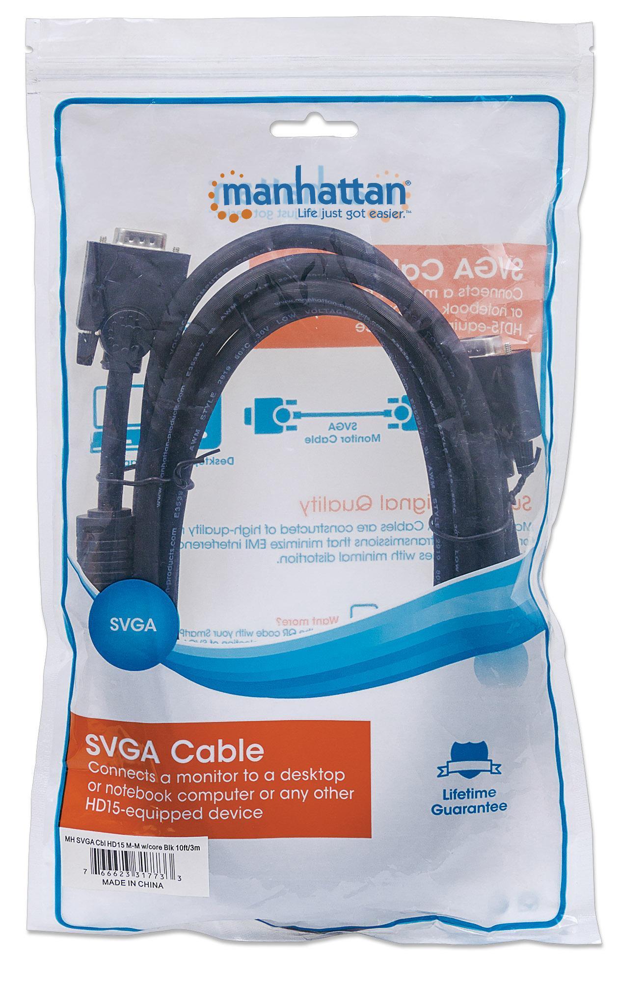 Cavo Monitor Svga M/M - 5m con ferrite MANHATTAN - immagine 2