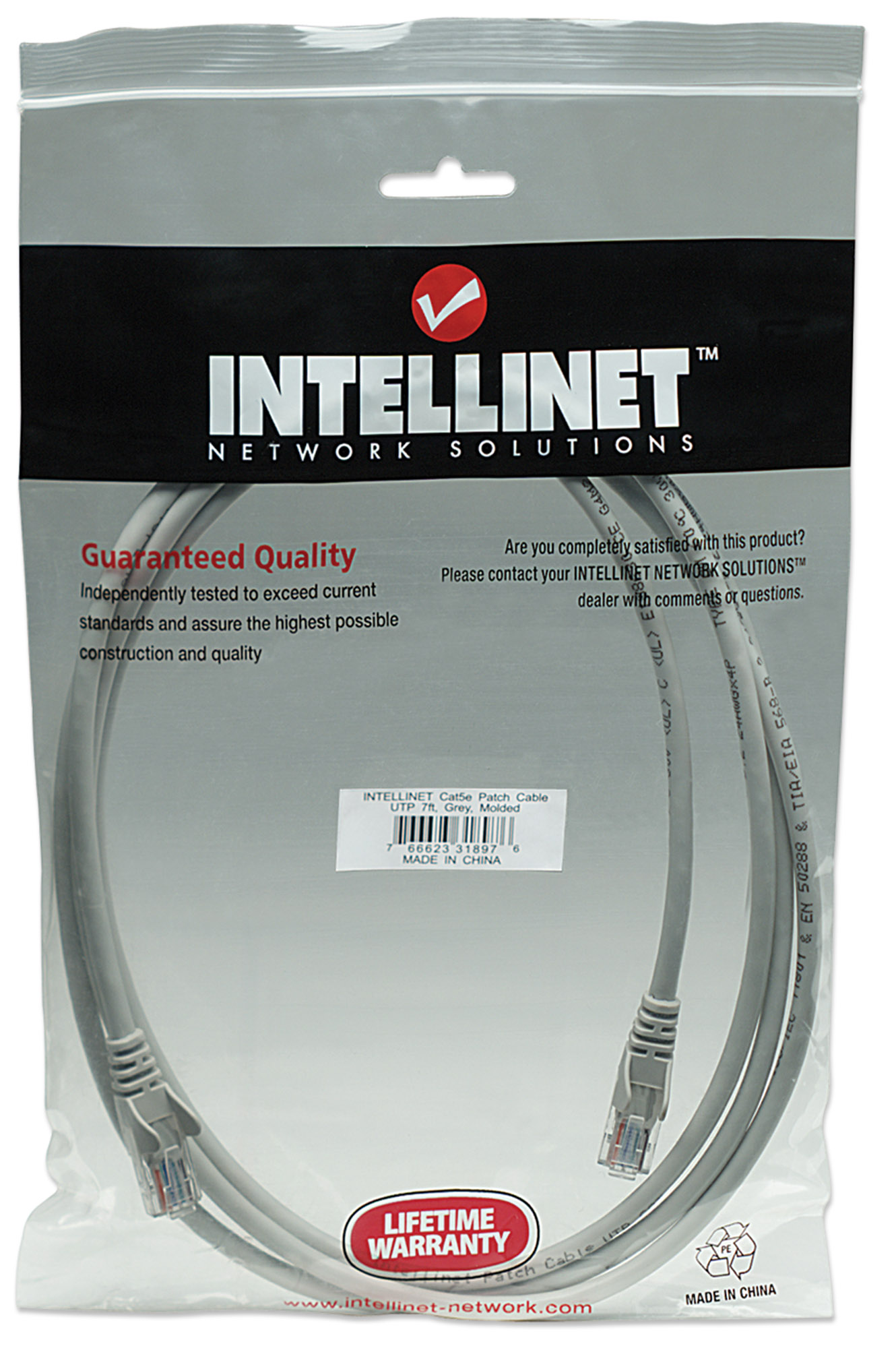 Cavo di rete Patch 2m Cat. 5e Grigio - Connessione veloce e affidabile INTELLINET - immagine 2