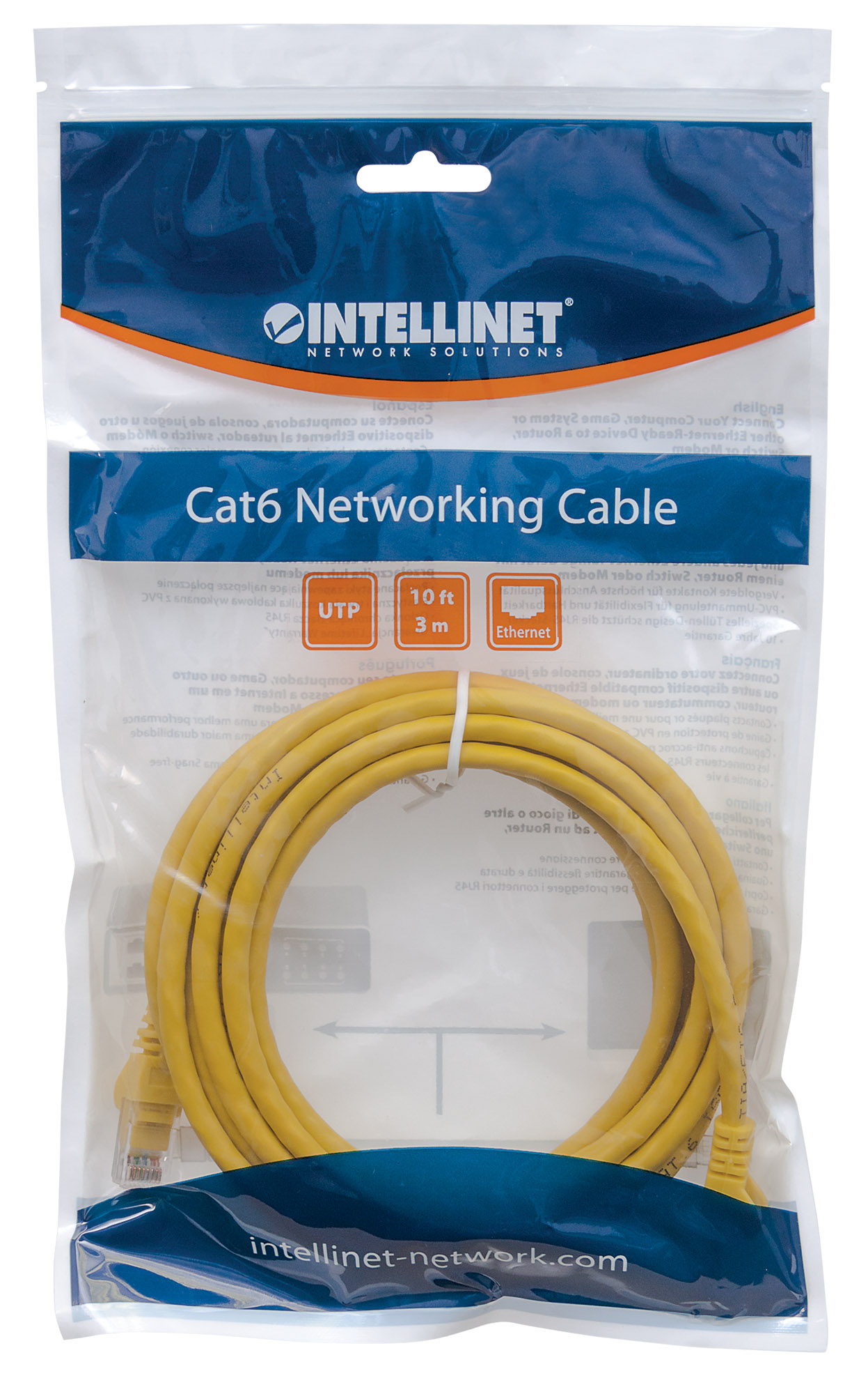 Cavo di Rete Patch Giallo 3m - Cat. 5e UTP in Rame INTELLINET - immagine 2