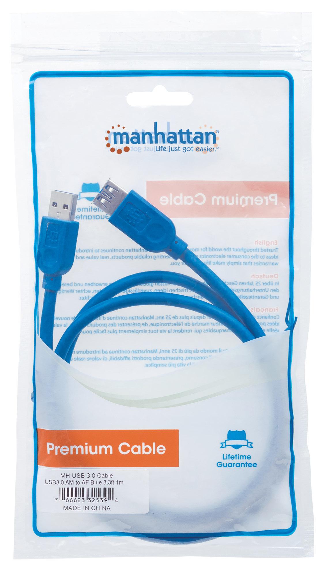 Cavo Prolunga USB 3.0 SuperSpeed A/A M/F 3 metri MANHATTAN - immagine 2