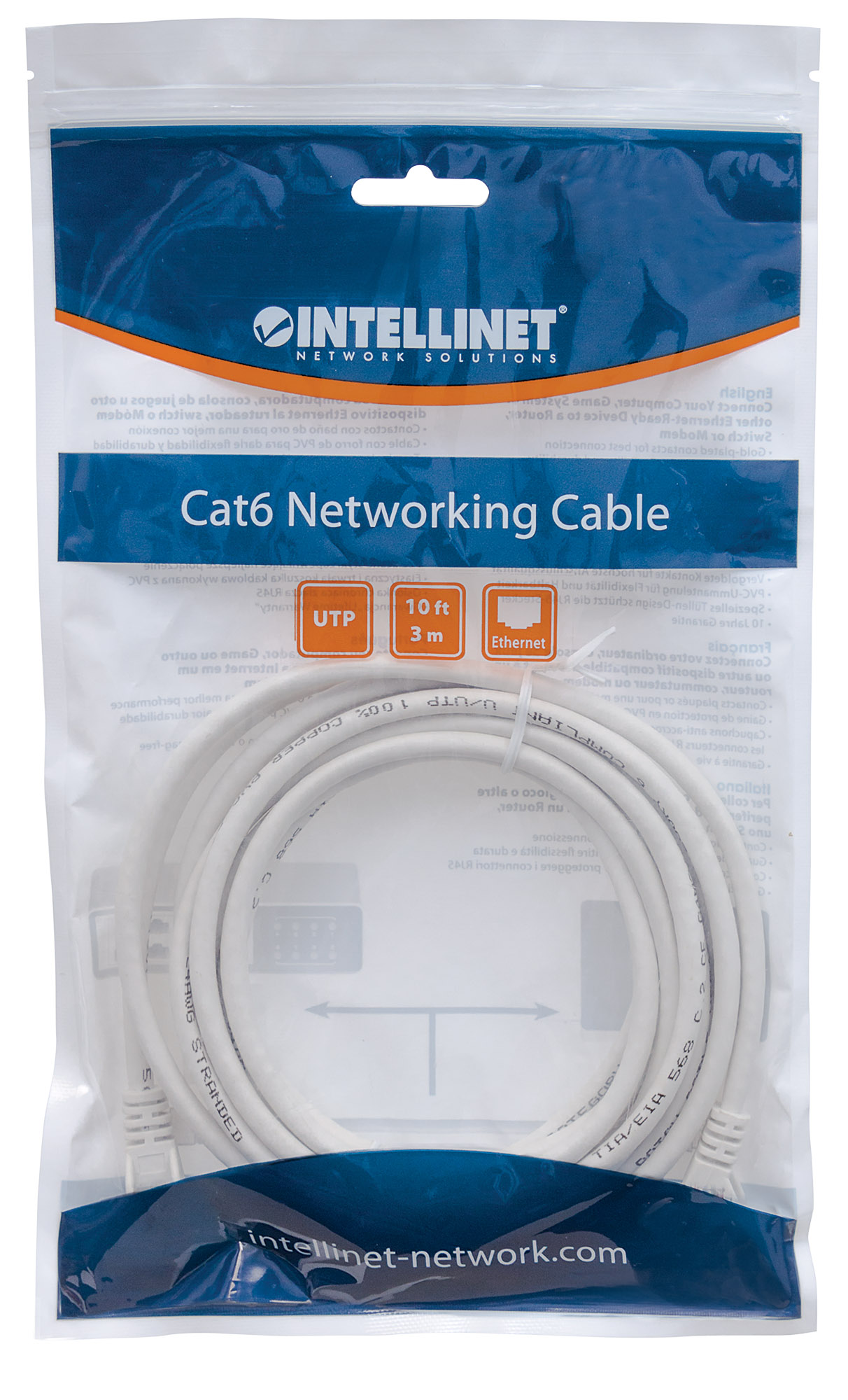 Cavo Rete Patch Cat. 6 Bianco 3m INTELLINET - immagine 2