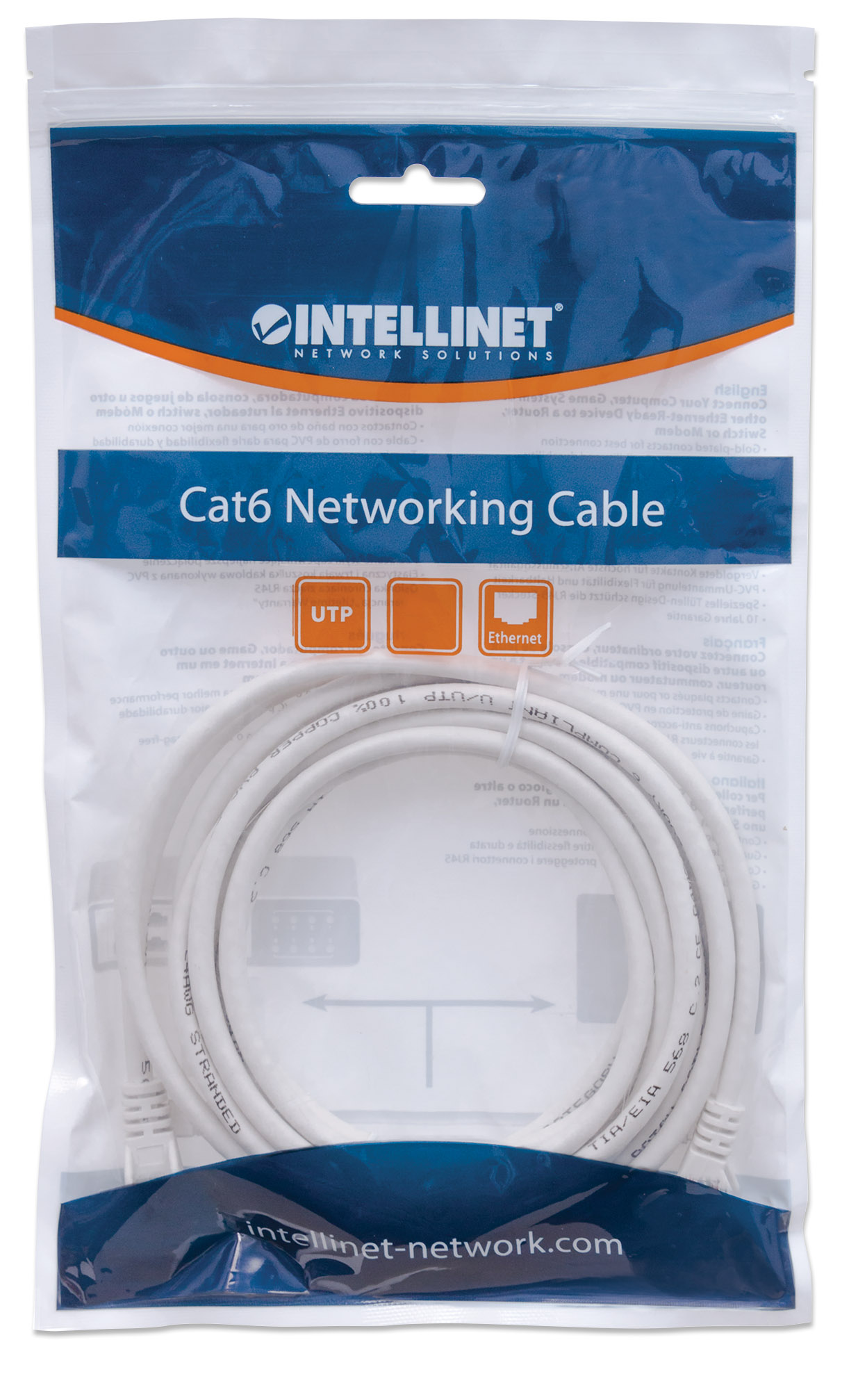 Cavo di Rete Cat. 6 Bianco 0,3m: Connessione Affidabile INTELLINET - immagine 2