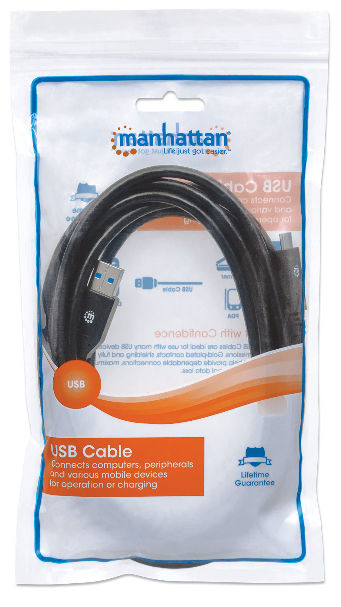 Cavo USB 3.2 Gen1 tipo A Maschio / USB-C™ Maschio 3m Nero MANHATTAN - immagine 2