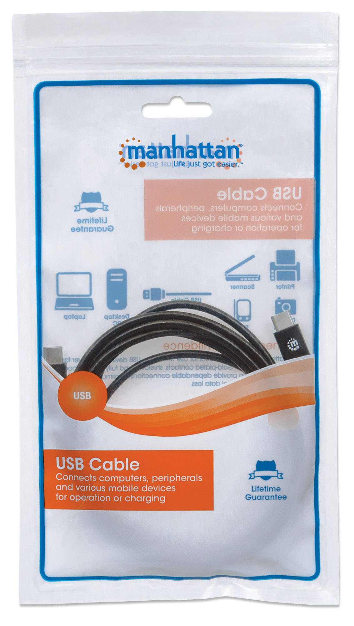 Cavo USB 3.2 SuperSpeed USB-C™ Maschio/USB-C™ Maschio 1m Nero MANHATTAN - immagine 2