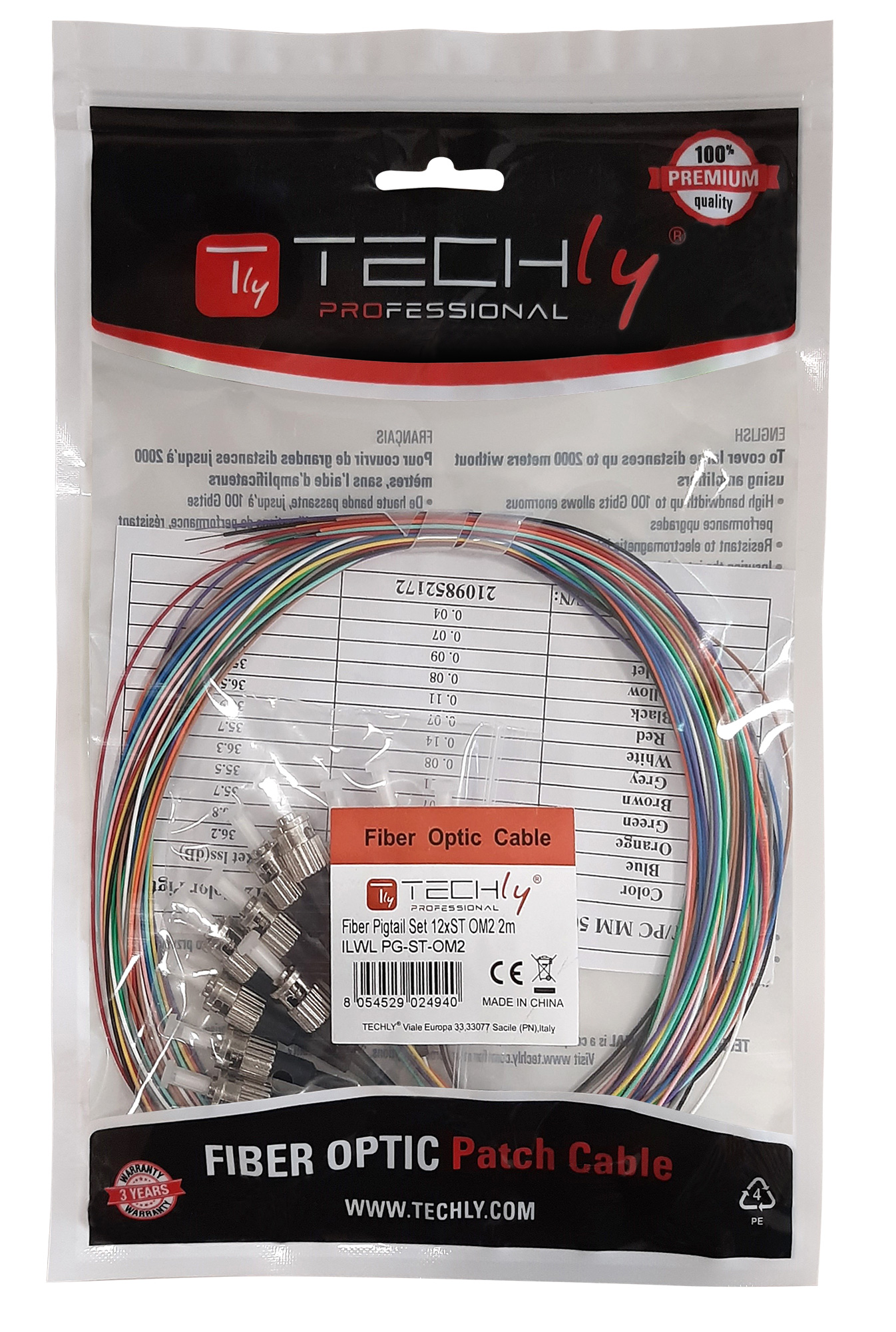Kit Pigtail Fibra Ottica OM2 Multimodale ST 2m TECHLY PROFESSIONAL - immagine 3