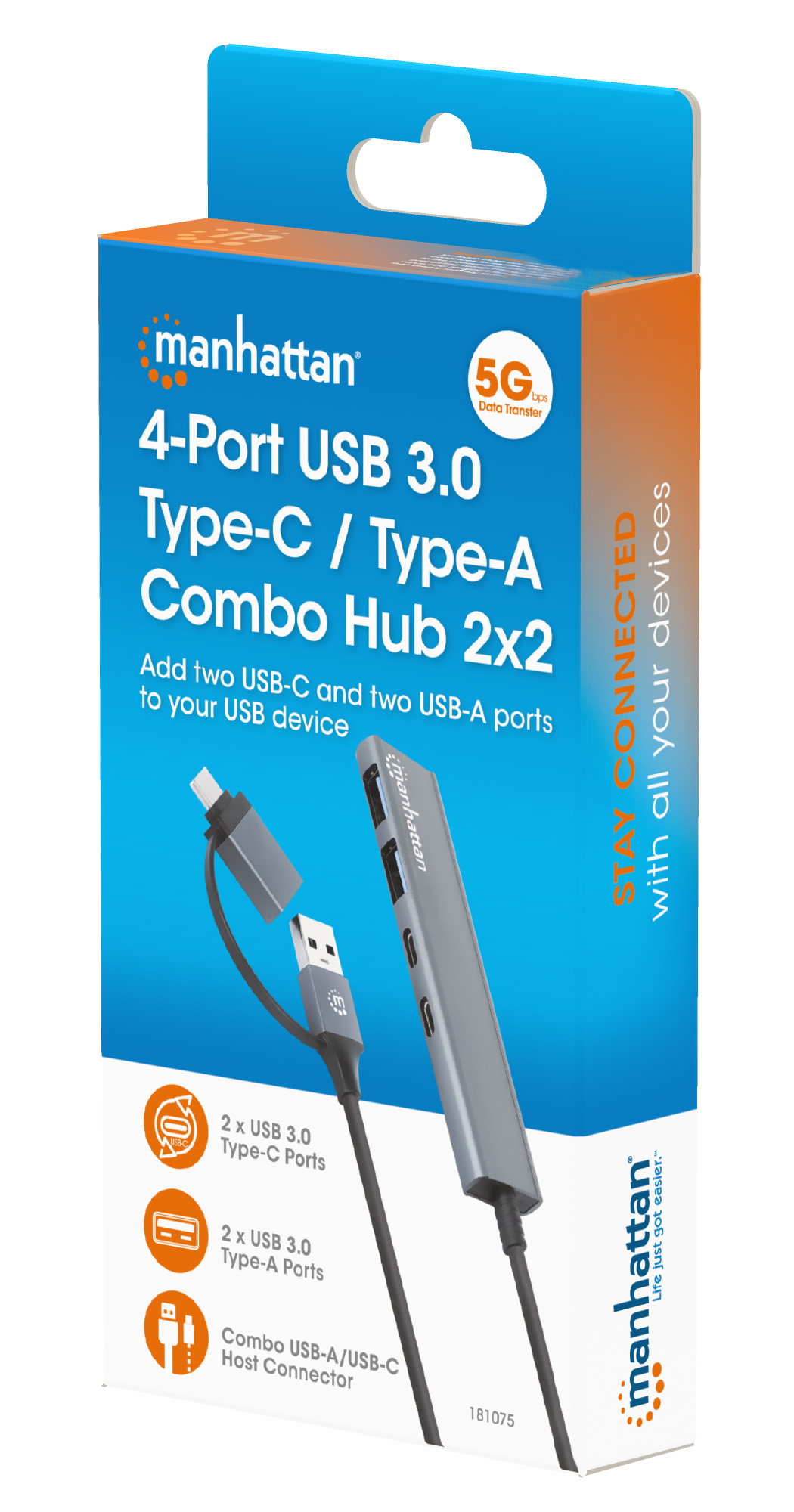 Hub 2 Porte USB-A + 2 Porte USB-C™ USB 3.2 Gen 1 MANHATTAN - immagine 2