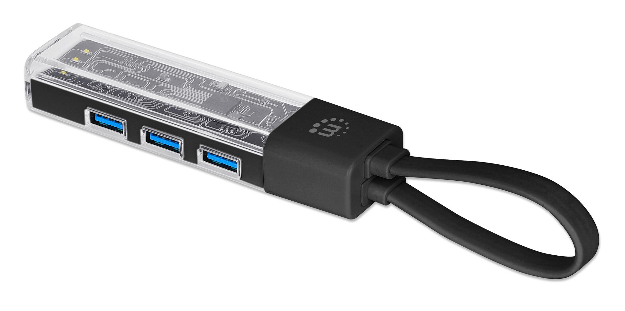 Hub Combo USB 3.0 USB-C™ e USB-A 4 Porte Nero Trasparente MANHATTAN - immagine 3