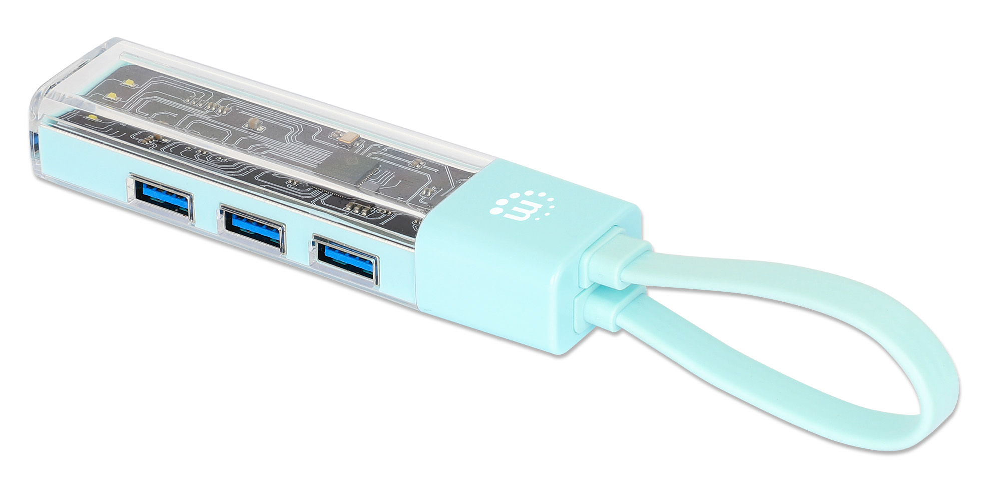 Hub Combo USB 3.0 USB-C™ e USB-A 4 Porte Verde Trasparente MANHATTAN - immagine 3