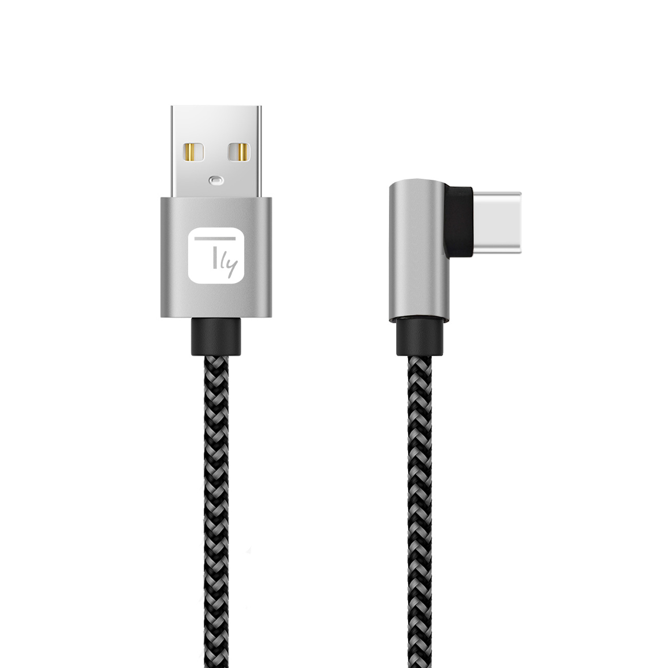 Cavo USB A Maschio 2.0 / USB-C™ Maschio Angolato 3A 0,5 m Alluminio TECHLY