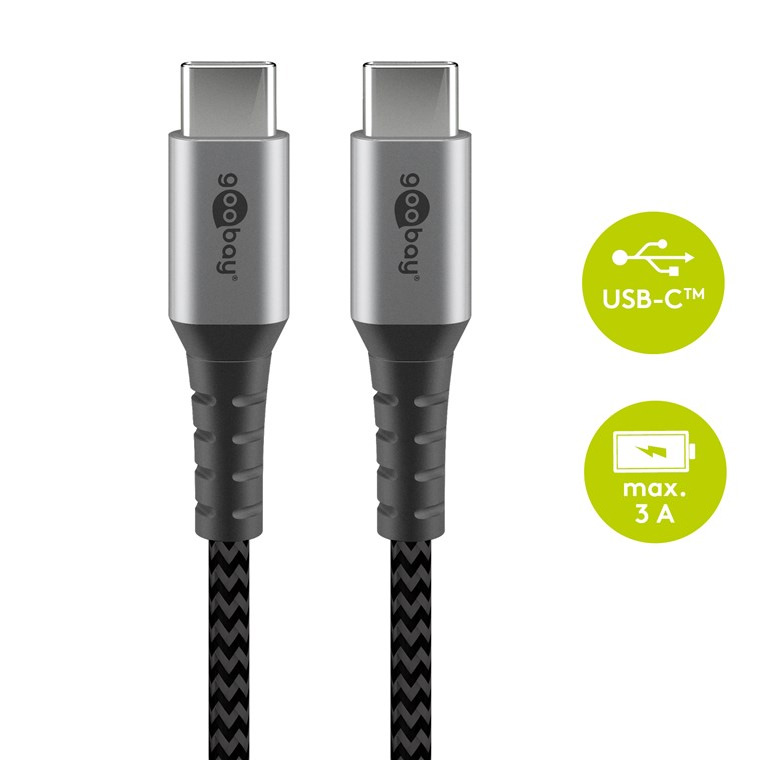 Cavo Tessile USB-C™ Maschio/USB-C™ Maschio 0,5 m Grigio GOOBAY - immagine 3