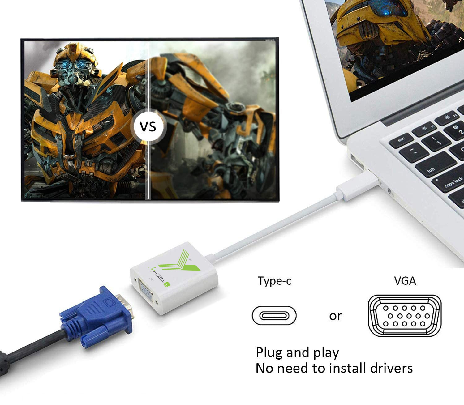 Cavo Convertitore Adattatore da USB-C™ M a VGA F TECHLY - immagine 4