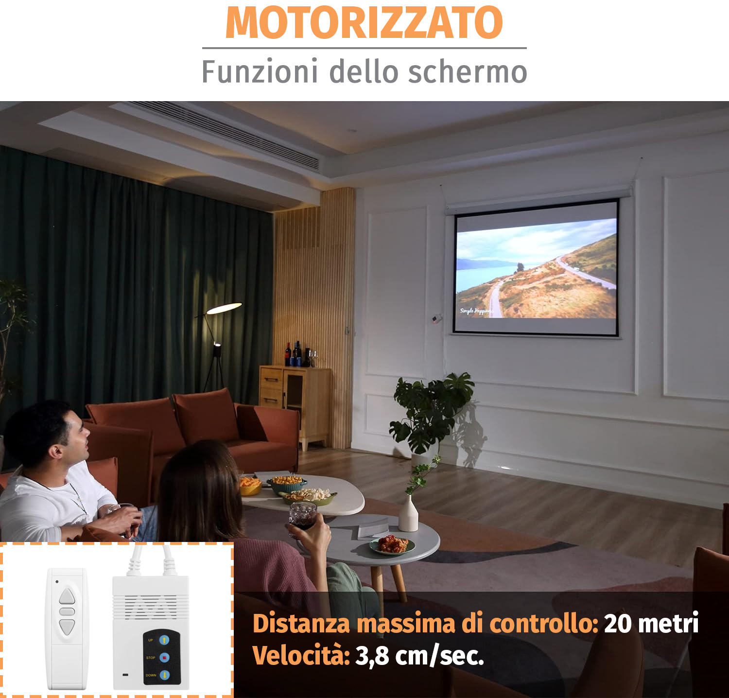 Schermo di Proiezione Motorizzato 112'' 200x200 PSA-112-2 SBOX - immagine 3