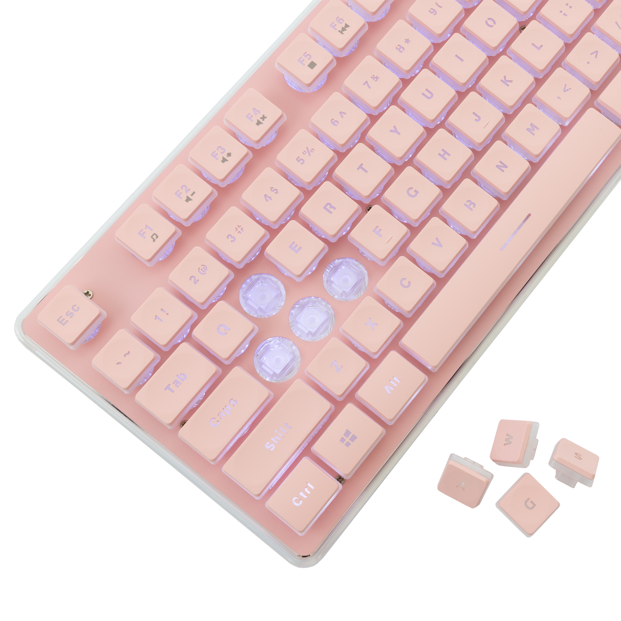 Tastiera Gaming USB 104 Tasti con Retroilluminazione LED Rosa WHITE SHARK - immagine 3
