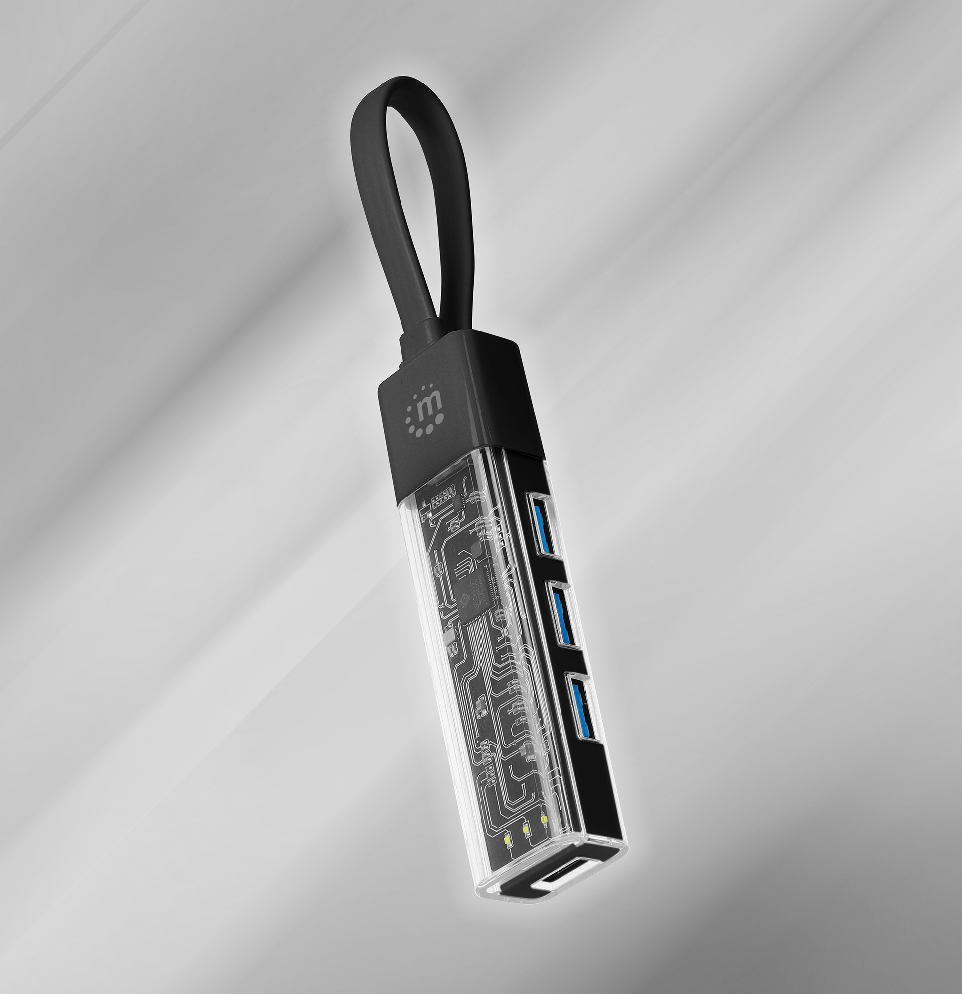 Hub Combo USB 3.0 USB-C™ e USB-A 4 Porte Nero Trasparente MANHATTAN - immagine 4