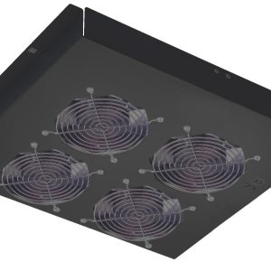 Gruppo di 4 Ventole a Soffitto Senza Termostato per Rack 19'' Nero INTELLINET