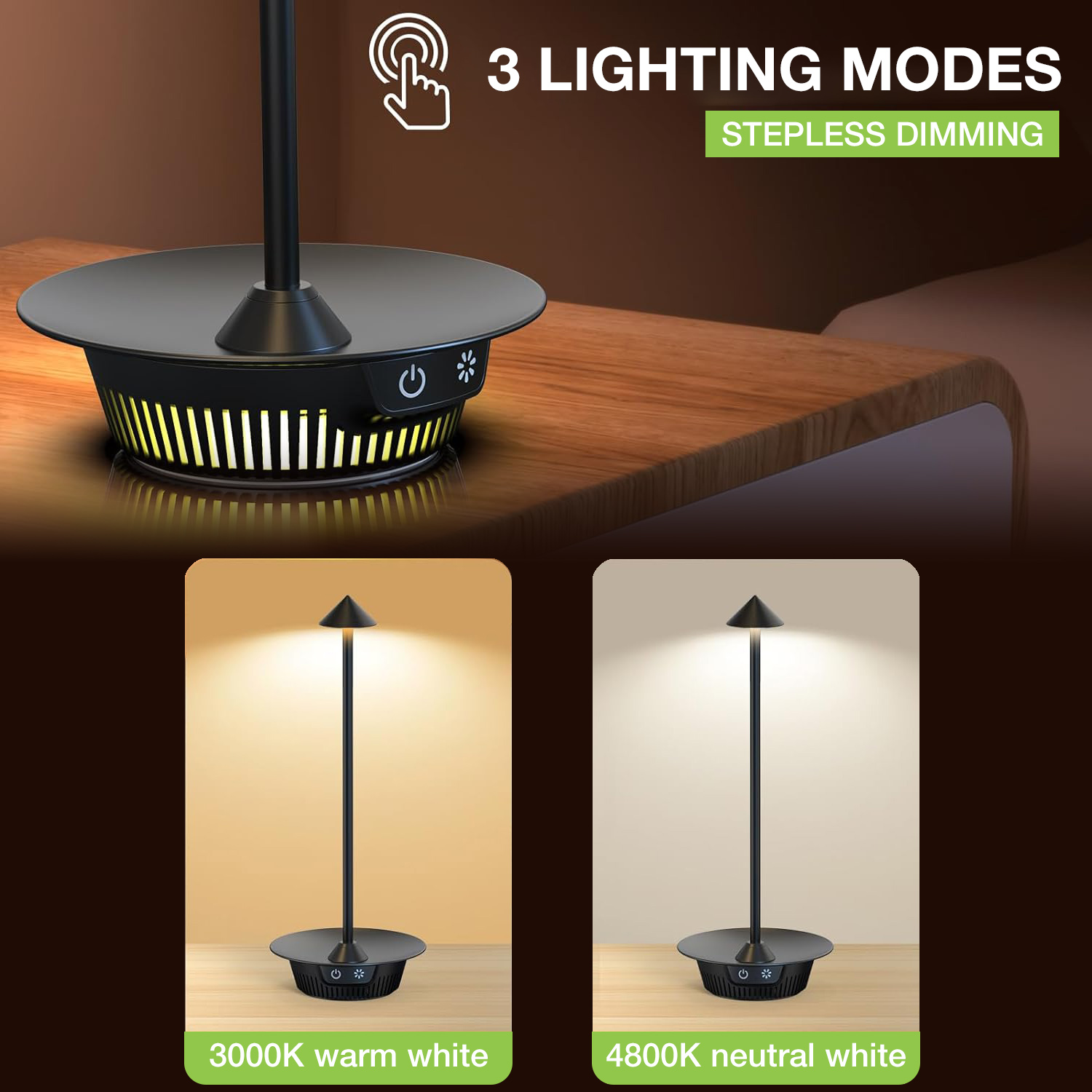Lampada LED Multicolore da Tavolo Dimmerabile Batteria Ricaricabile Alimentazione USB-C™ TECHLY - immagine 4
