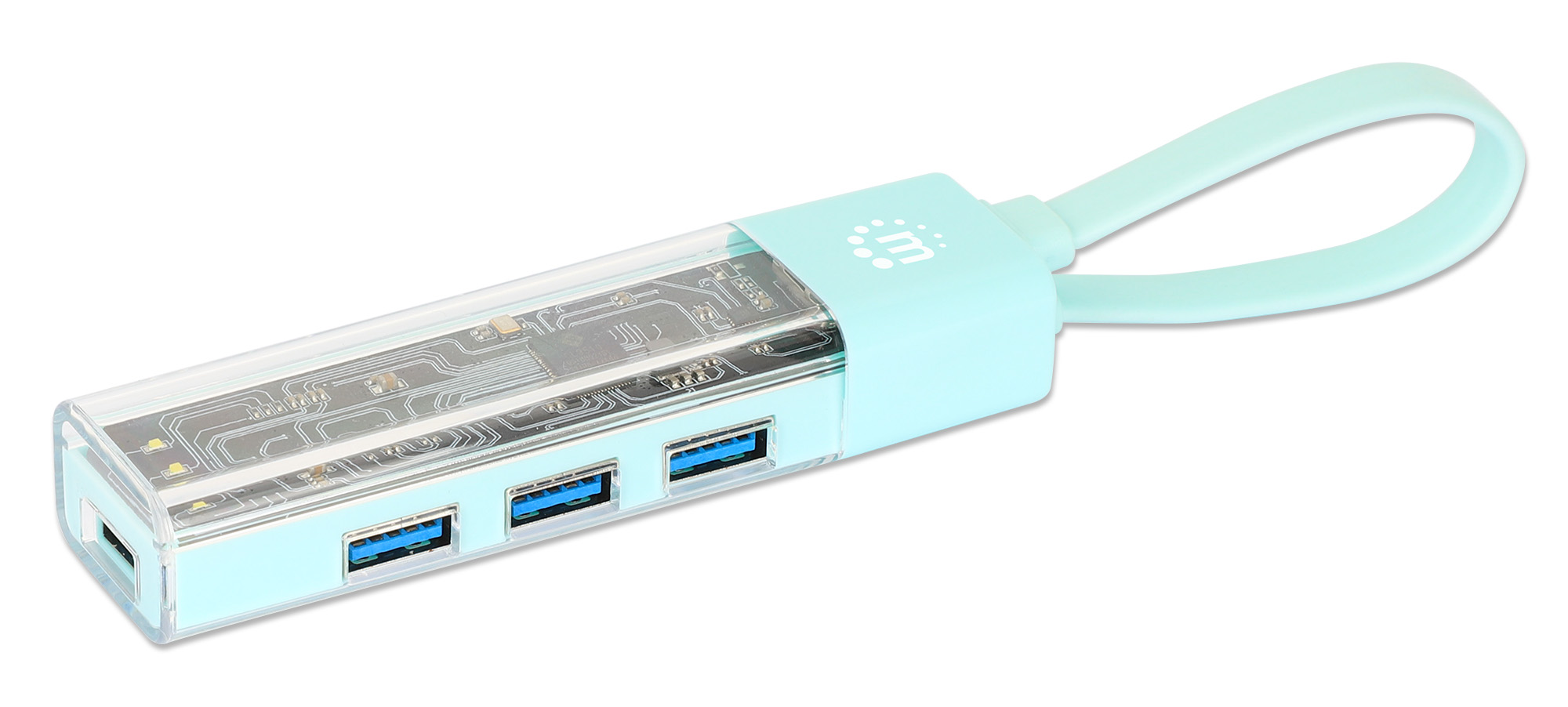 Hub Combo USB 3.0 USB-C™ e USB-A 4 Porte Verde Trasparente MANHATTAN