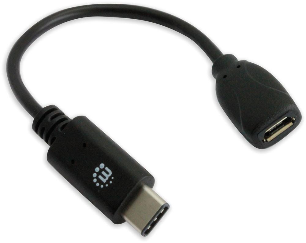 Cavo HiSpeed USB MicroB Femmina / USB-C Maschio 0,15m Nero MANHATTAN - immagine 5