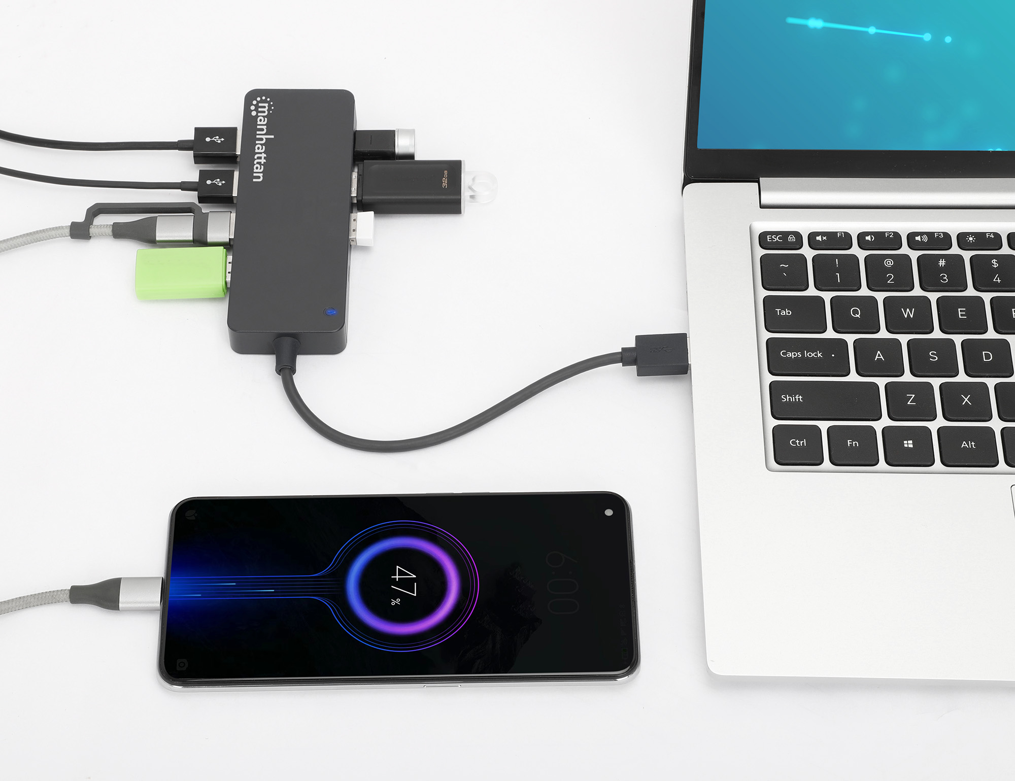 Hub USB-A 3.2 Gen1 7 Porte USB-A MANHATTAN - immagine 5