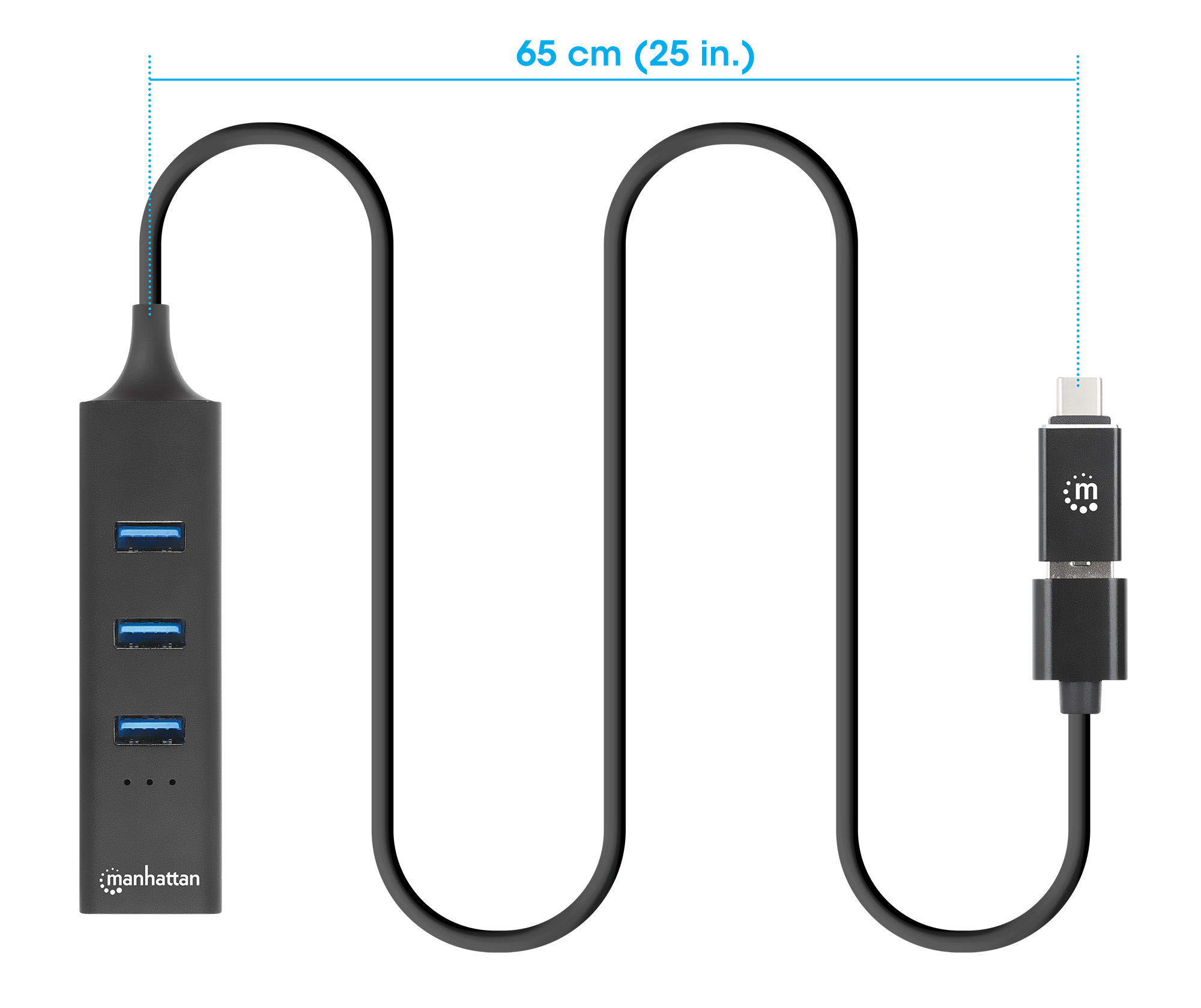 Hub USB 3.0 3 Porte Combo Type-C/A con Adattatore di Rete Gigabit MANHATTAN - immagine 5