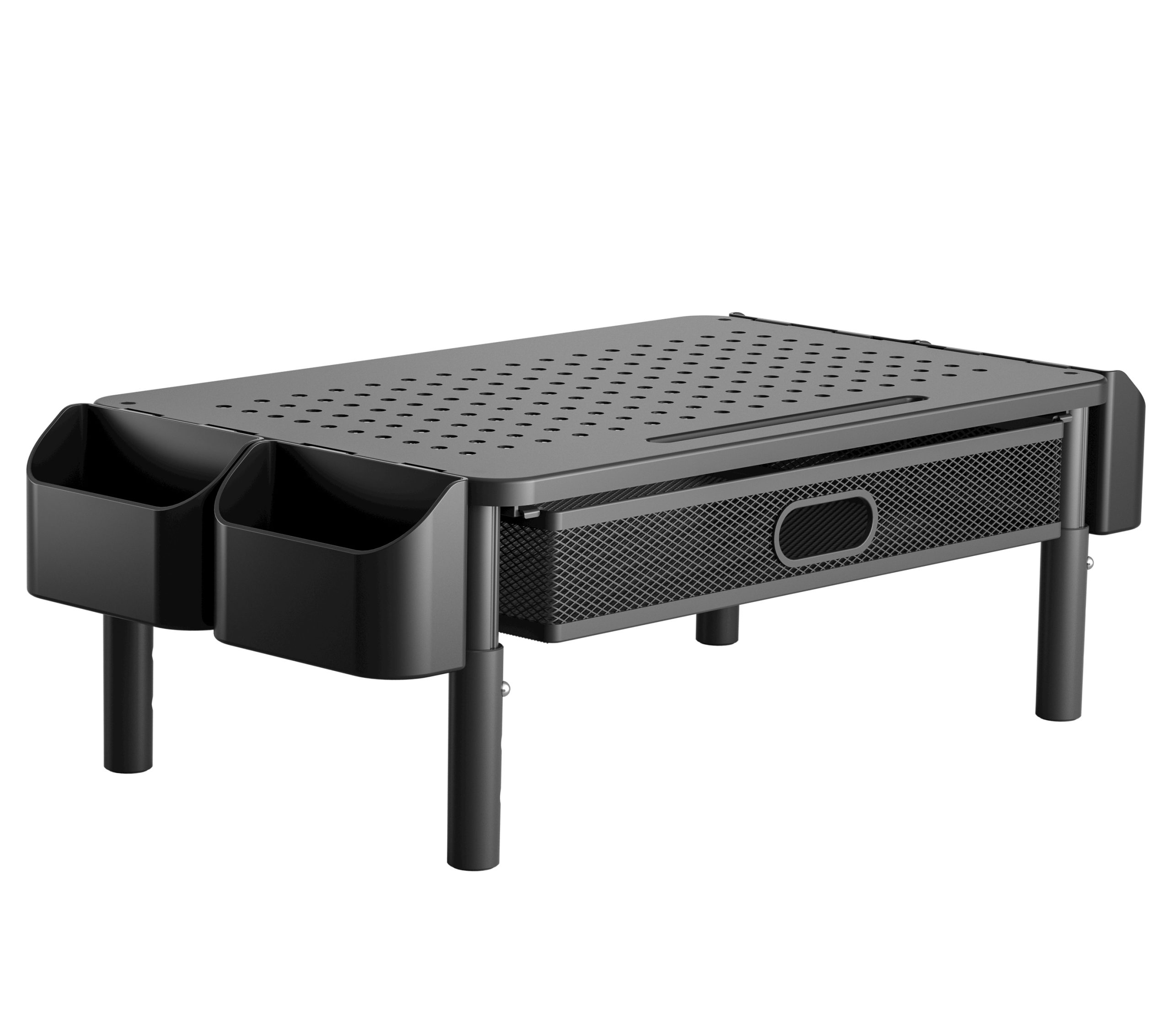 Supporto per Monitor Ergonomico Regolabile a 3 Altezze con Cassetto e Portaoggetti TECHLY - immagine 4