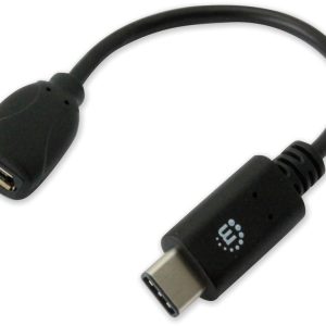 Cavo HiSpeed USB MicroB Femmina / USB-C Maschio 0,15m Nero MANHATTAN