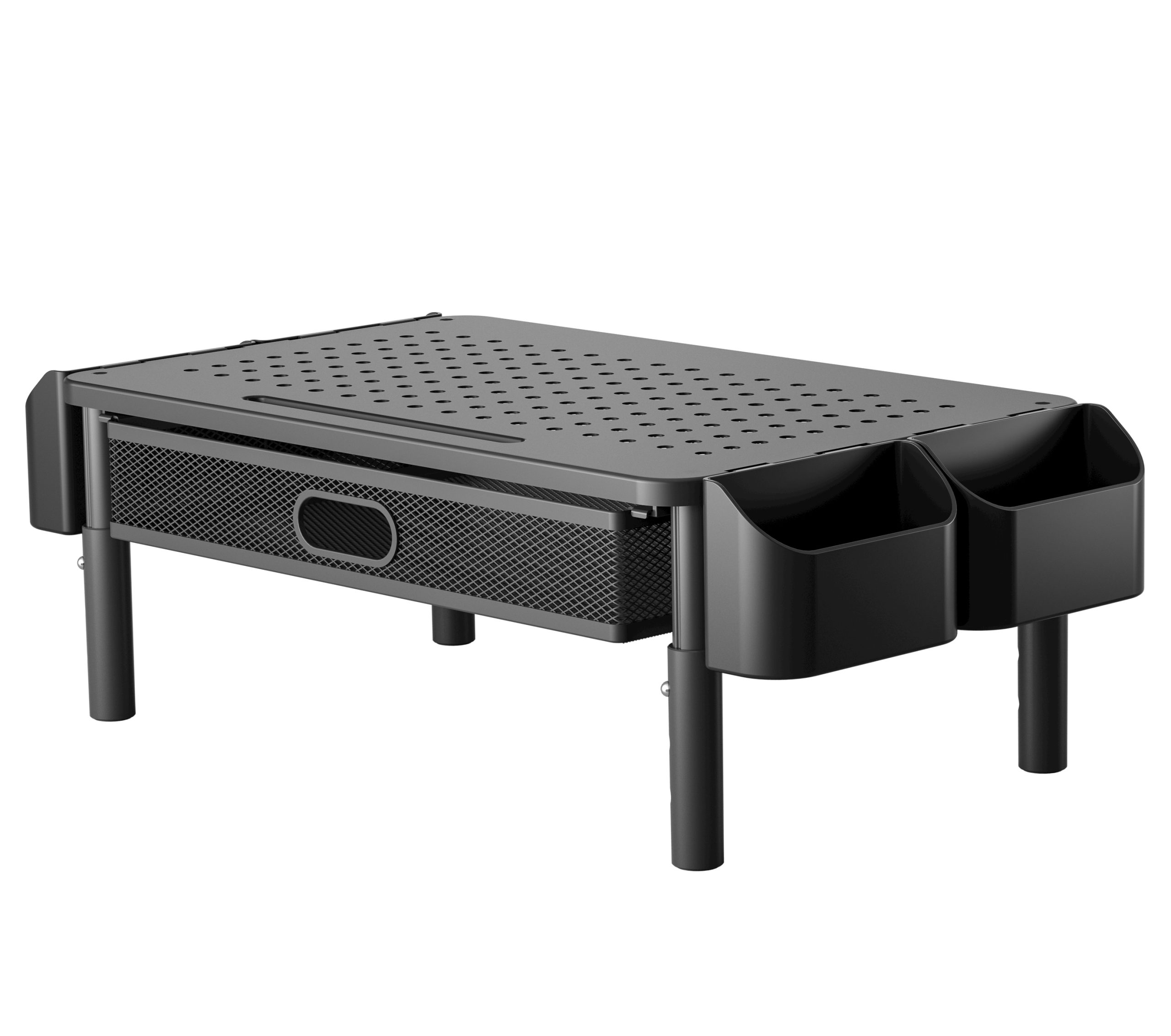 Supporto per Monitor Ergonomico Regolabile a 3 Altezze con Cassetto e Portaoggetti TECHLY - immagine 5