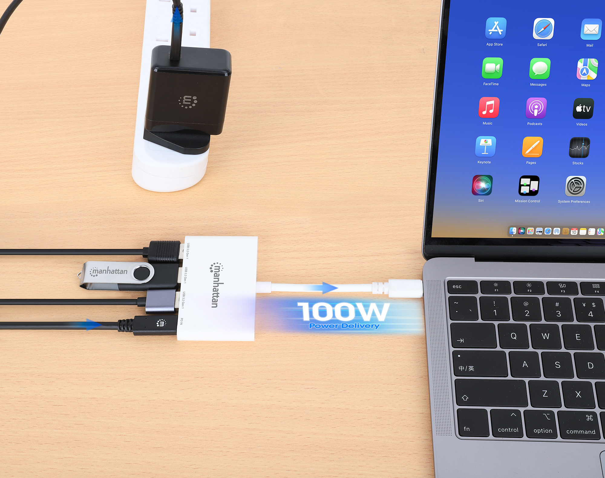 Hub USB 3.2 Gen 1 con 3 porte USB-A e 1 porta USB-C™ Power Delivery MANHATTAN - immagine 6