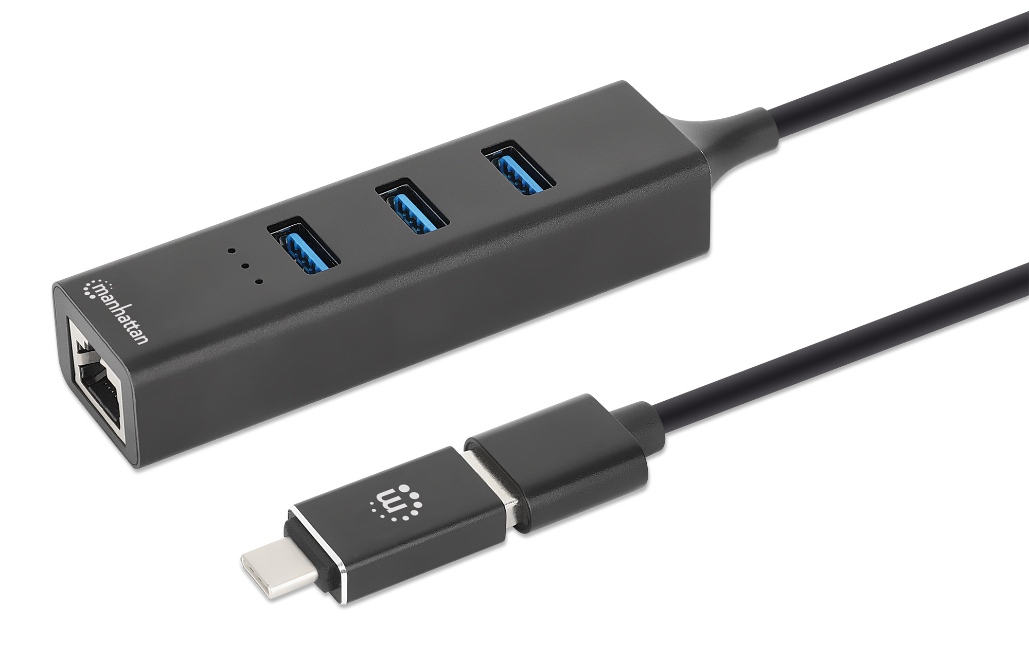Hub USB 3.0 3 Porte Combo Type-C/A con Adattatore di Rete Gigabit MANHATTAN - immagine 6