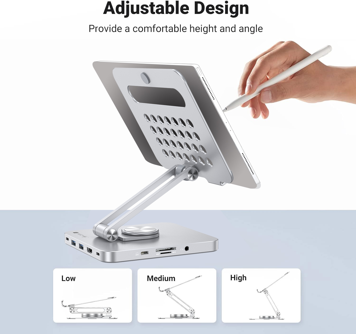 Supporto per Tablet Hub Docking Station USB-C&trade; 8 in 1 TECHLY - immagine 6