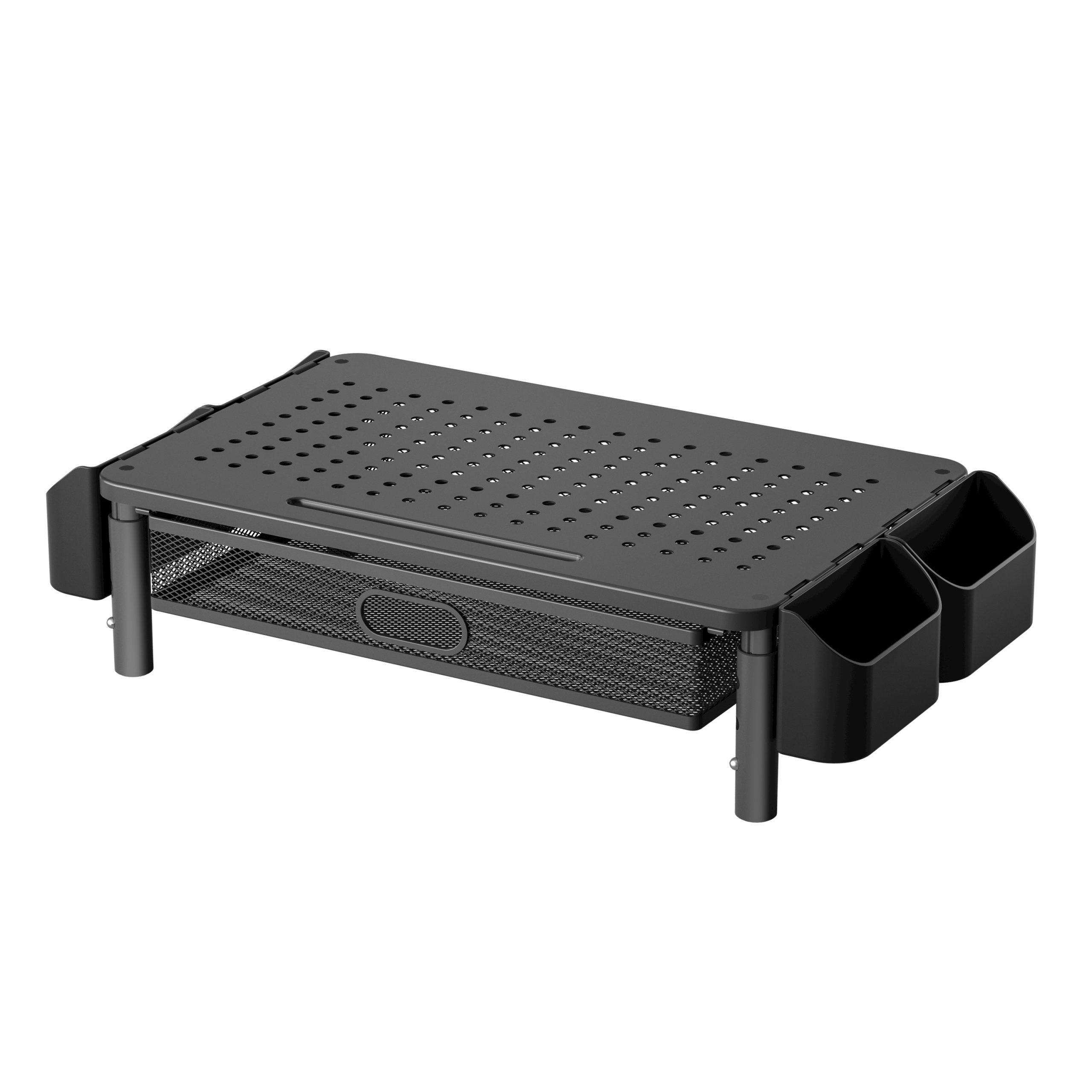 Supporto per Monitor Ergonomico Regolabile a 3 Altezze con Cassetto e Portaoggetti TECHLY - immagine 6