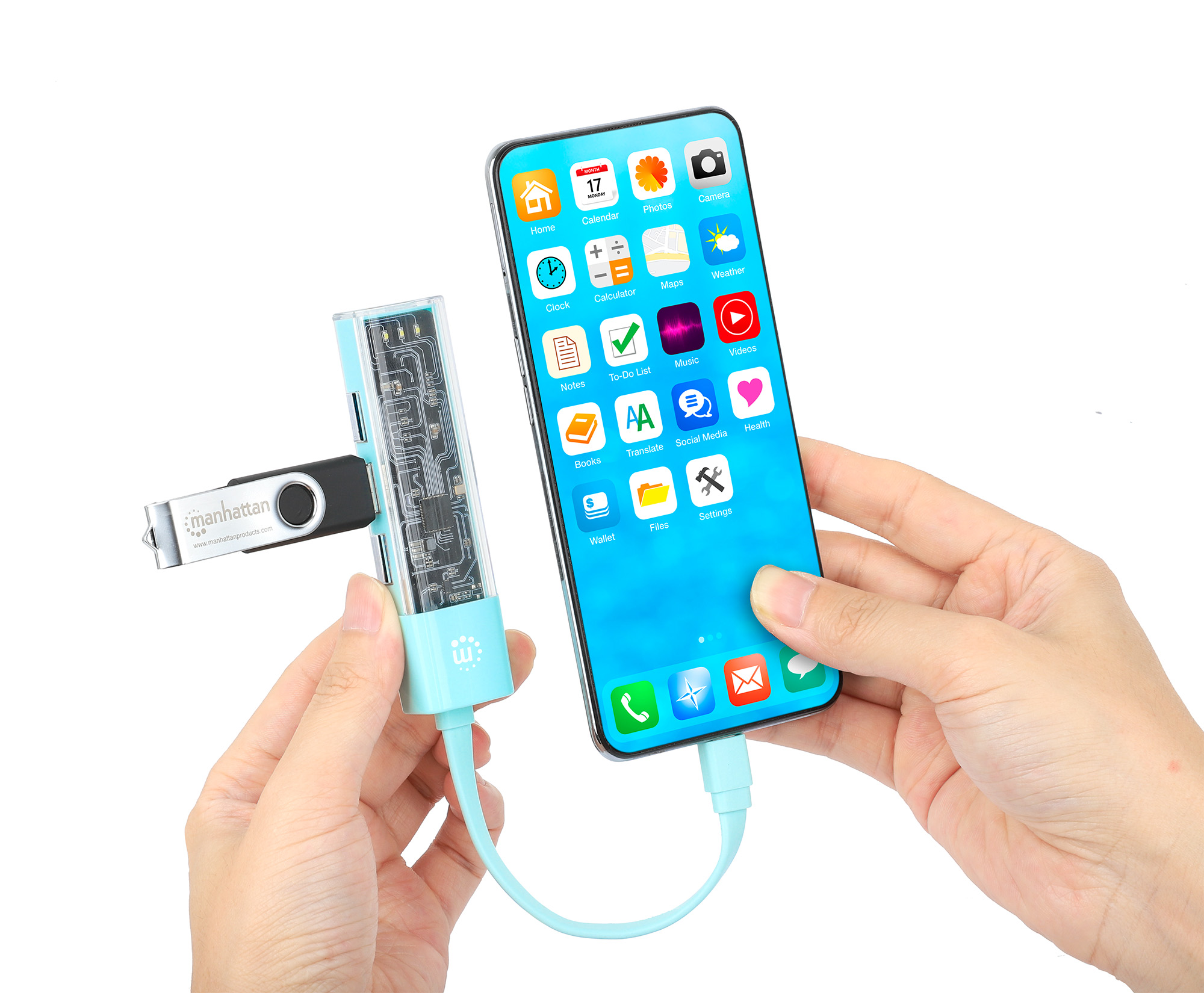 Hub Combo USB 3.0 USB-C™ e USB-A 4 Porte Verde Trasparente MANHATTAN - immagine 8