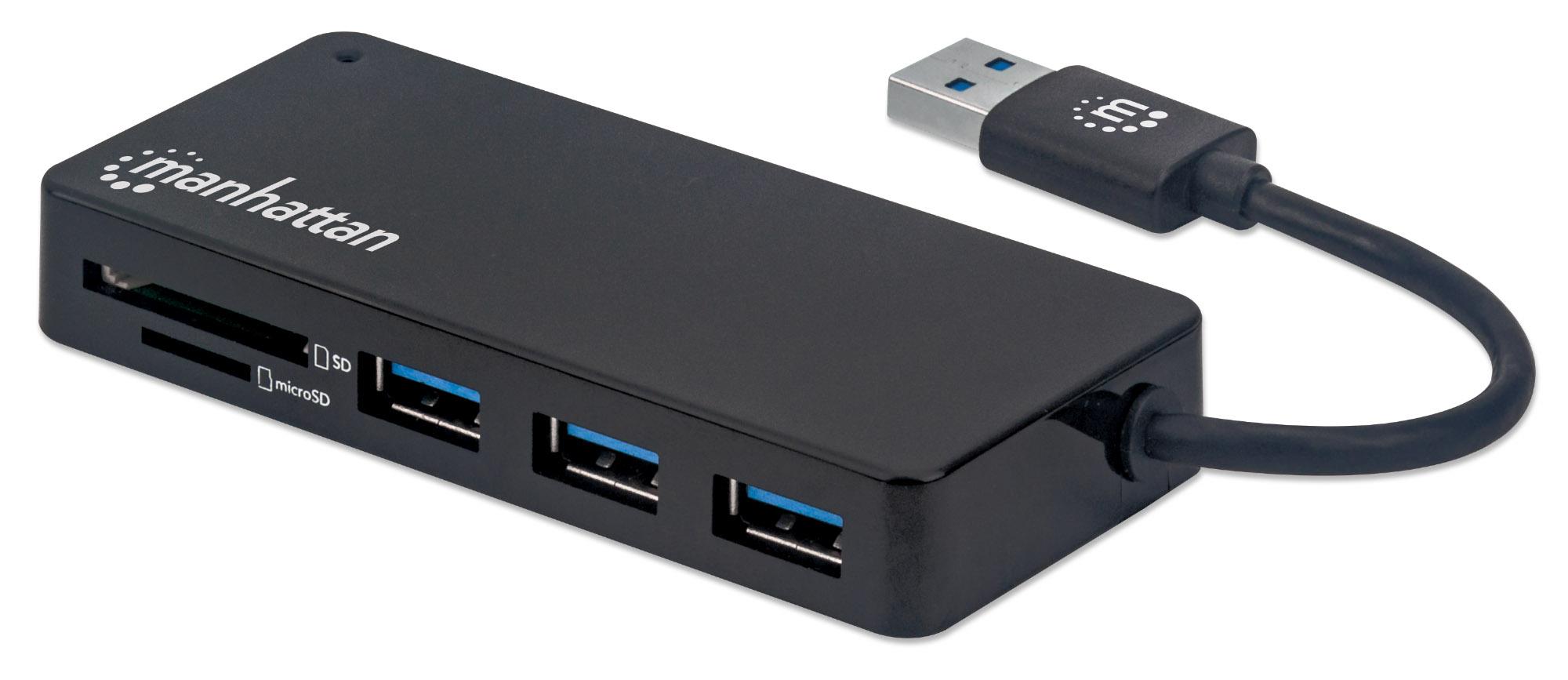 Hub USB 3.2 Gen 1 a 3 porte USB-A con Lettore Schede MANHATTAN