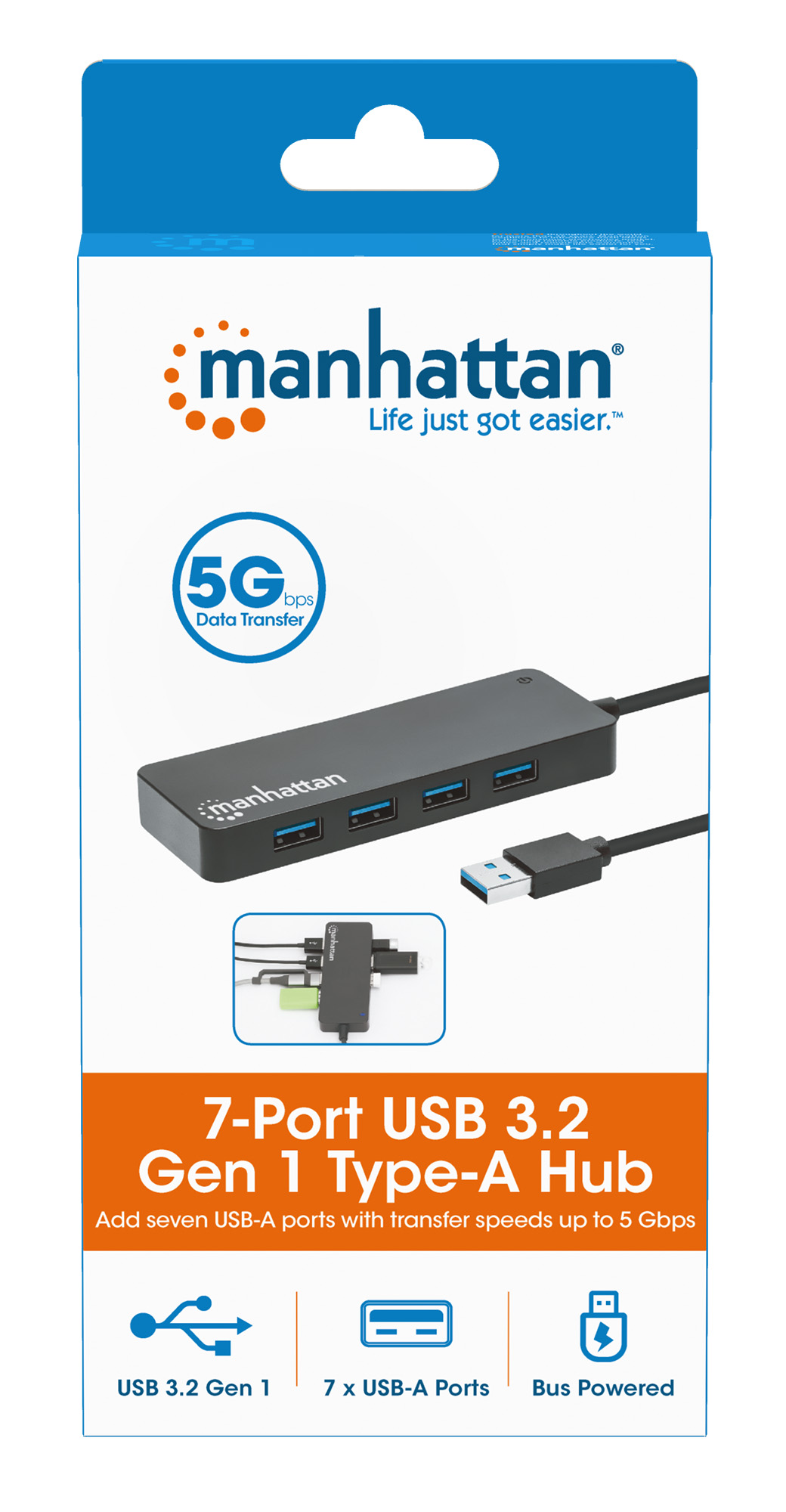 Hub USB-A 3.2 Gen1 7 Porte USB-A MANHATTAN - immagine 8