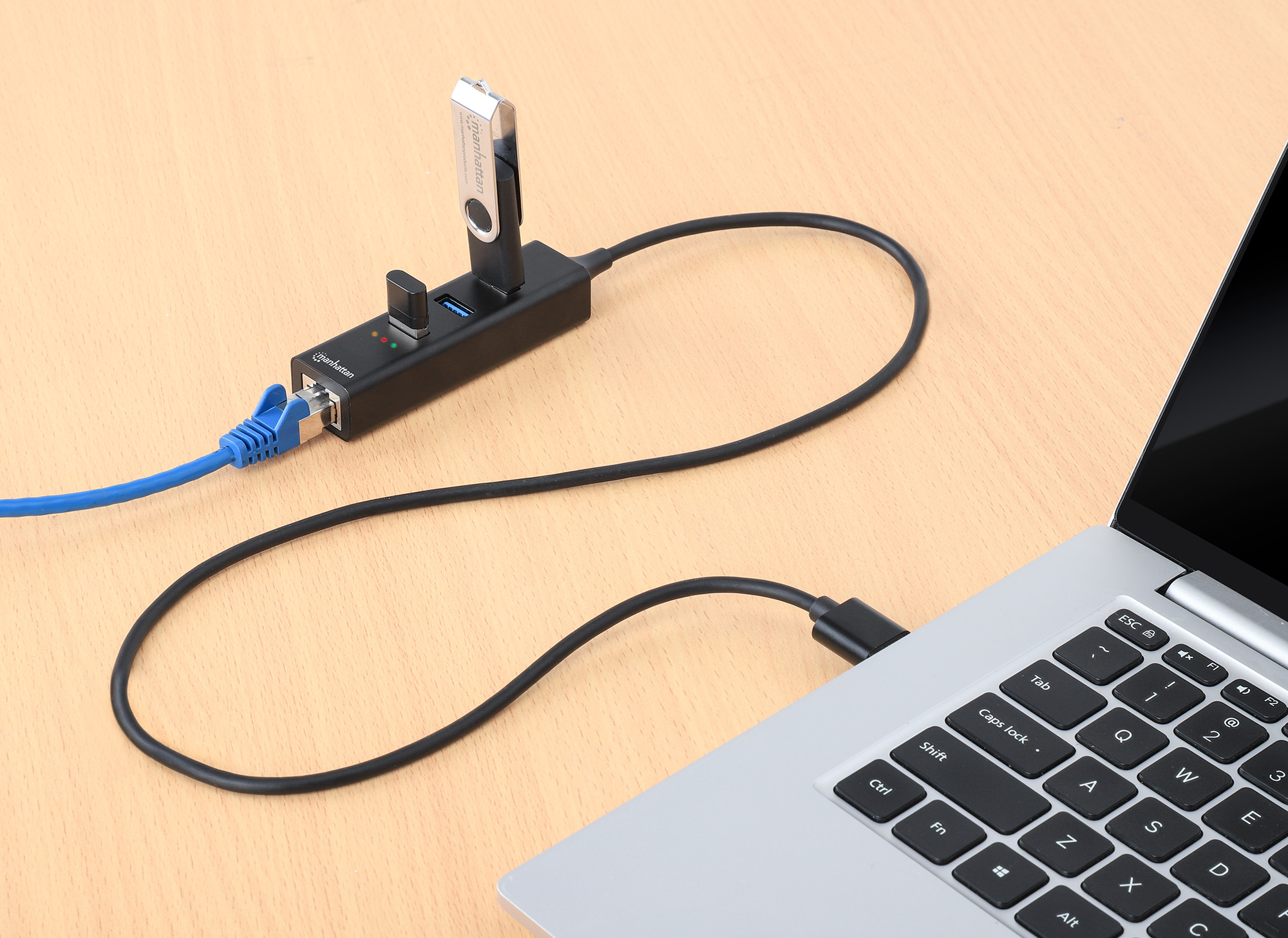 Hub USB 3.0 3 Porte Combo Type-C/A con Adattatore di Rete Gigabit MANHATTAN - immagine 8