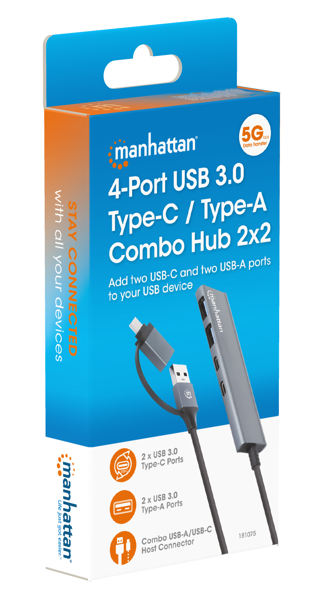 Hub 2 Porte USB-A + 2 Porte USB-C™ USB 3.2 Gen 1 MANHATTAN - immagine 8