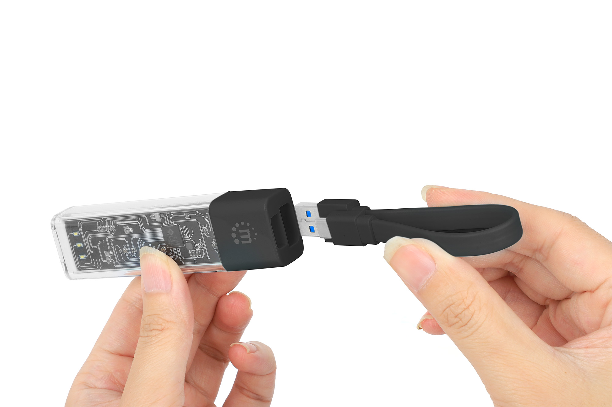 Hub Combo USB 3.0 USB-C™ e USB-A 4 Porte Nero Trasparente MANHATTAN - immagine 9