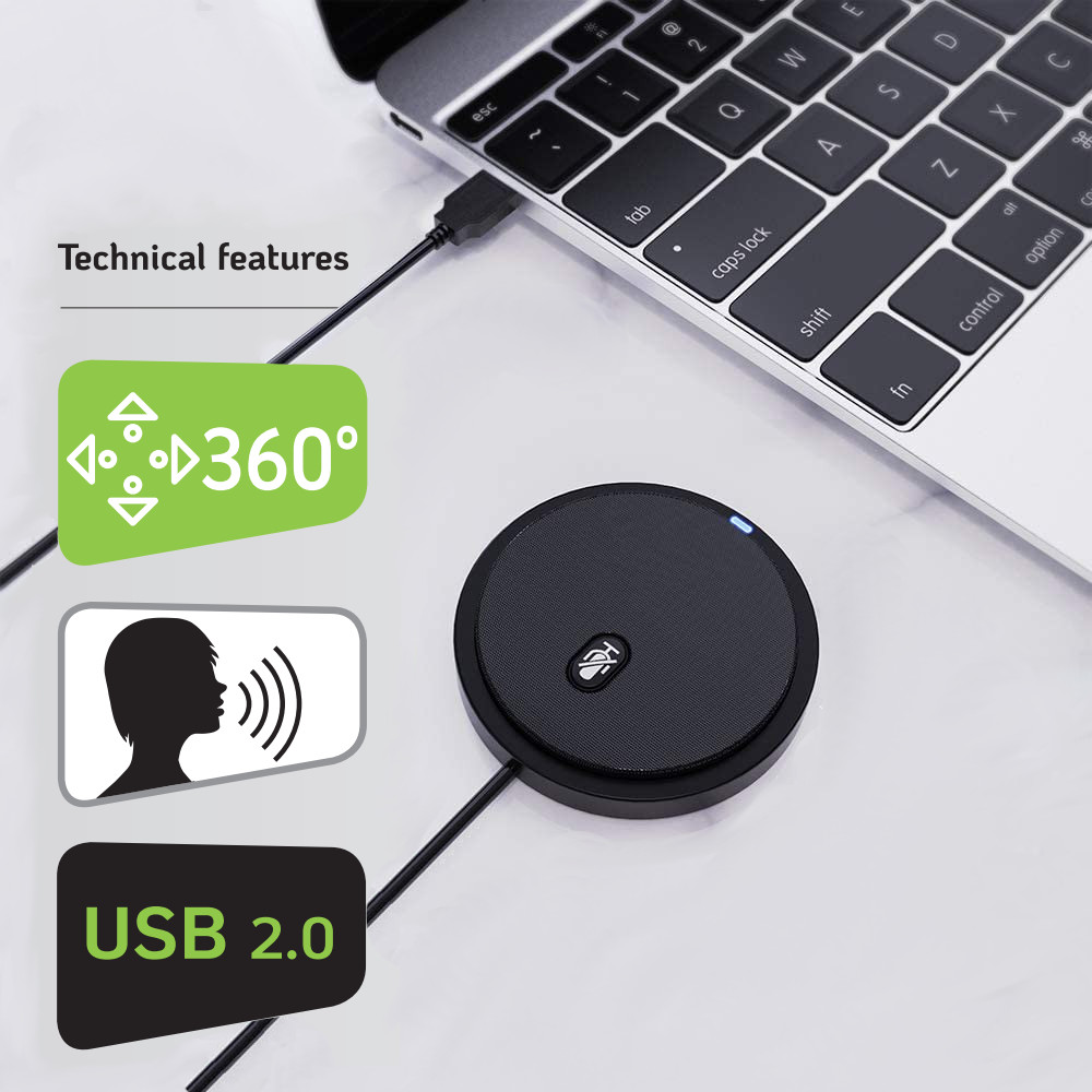 Microfono USB Omnidirezionale da Conferenza con Tasto Muto TECHLY - immagine 10