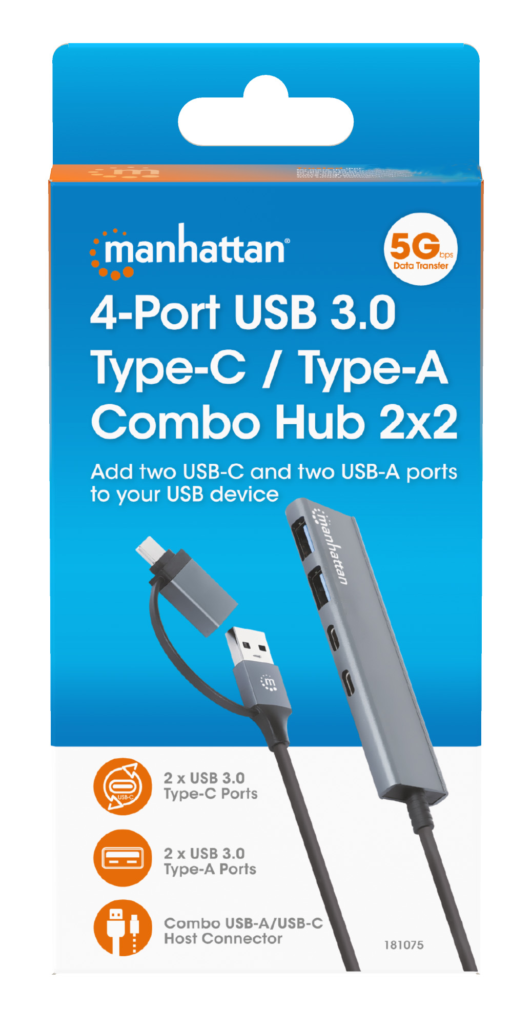 Hub 2 Porte USB-A + 2 Porte USB-C™ USB 3.2 Gen 1 MANHATTAN - immagine 9