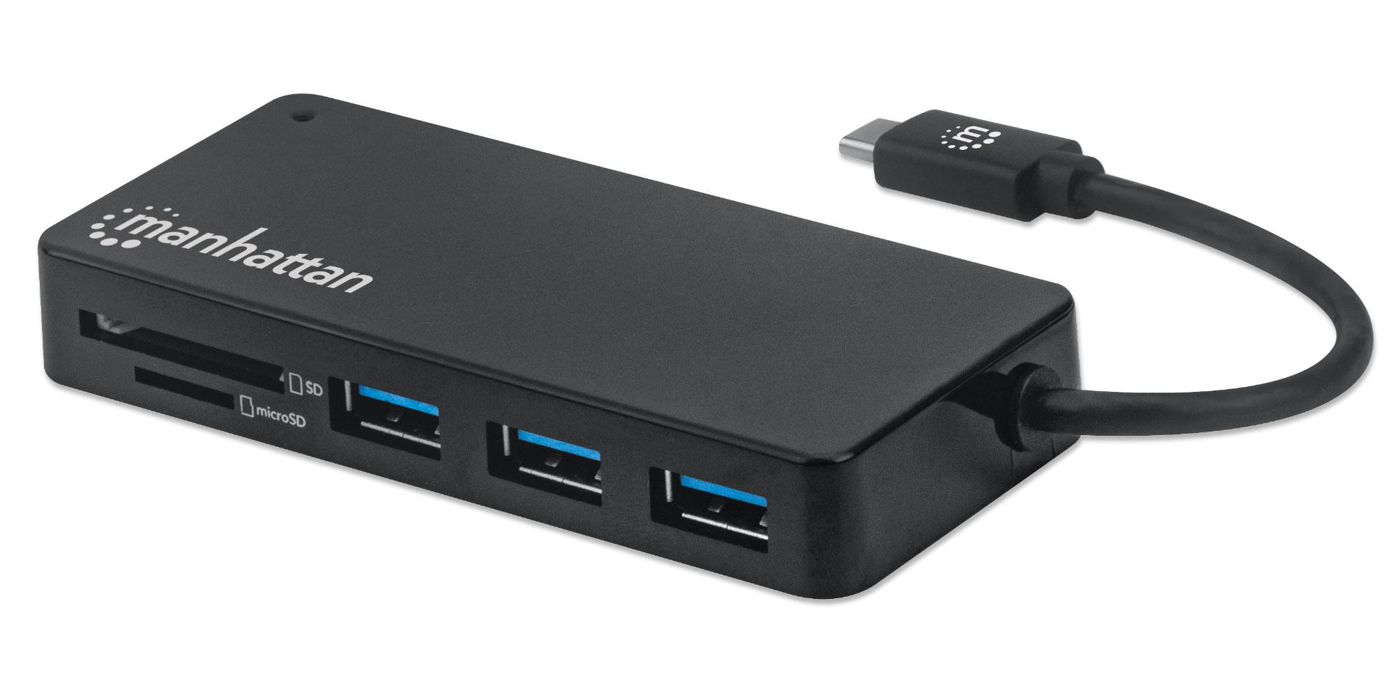 Hub USB-C™ 3.2 Gen 1 a 3 porte con Lettore Schede MANHATTAN