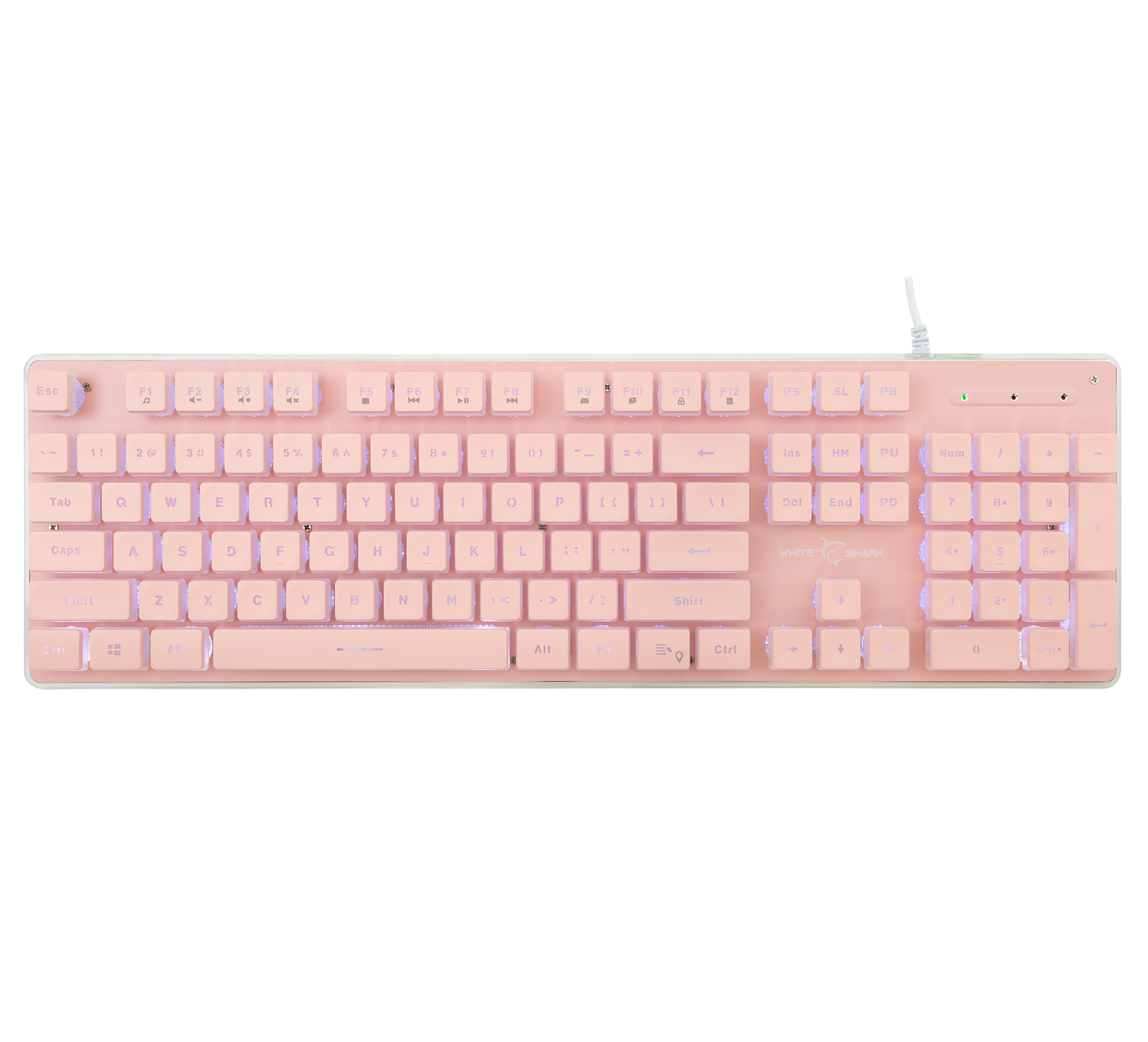 Tastiera Gaming USB 104 Tasti con Retroilluminazione LED Rosa WHITE SHARK