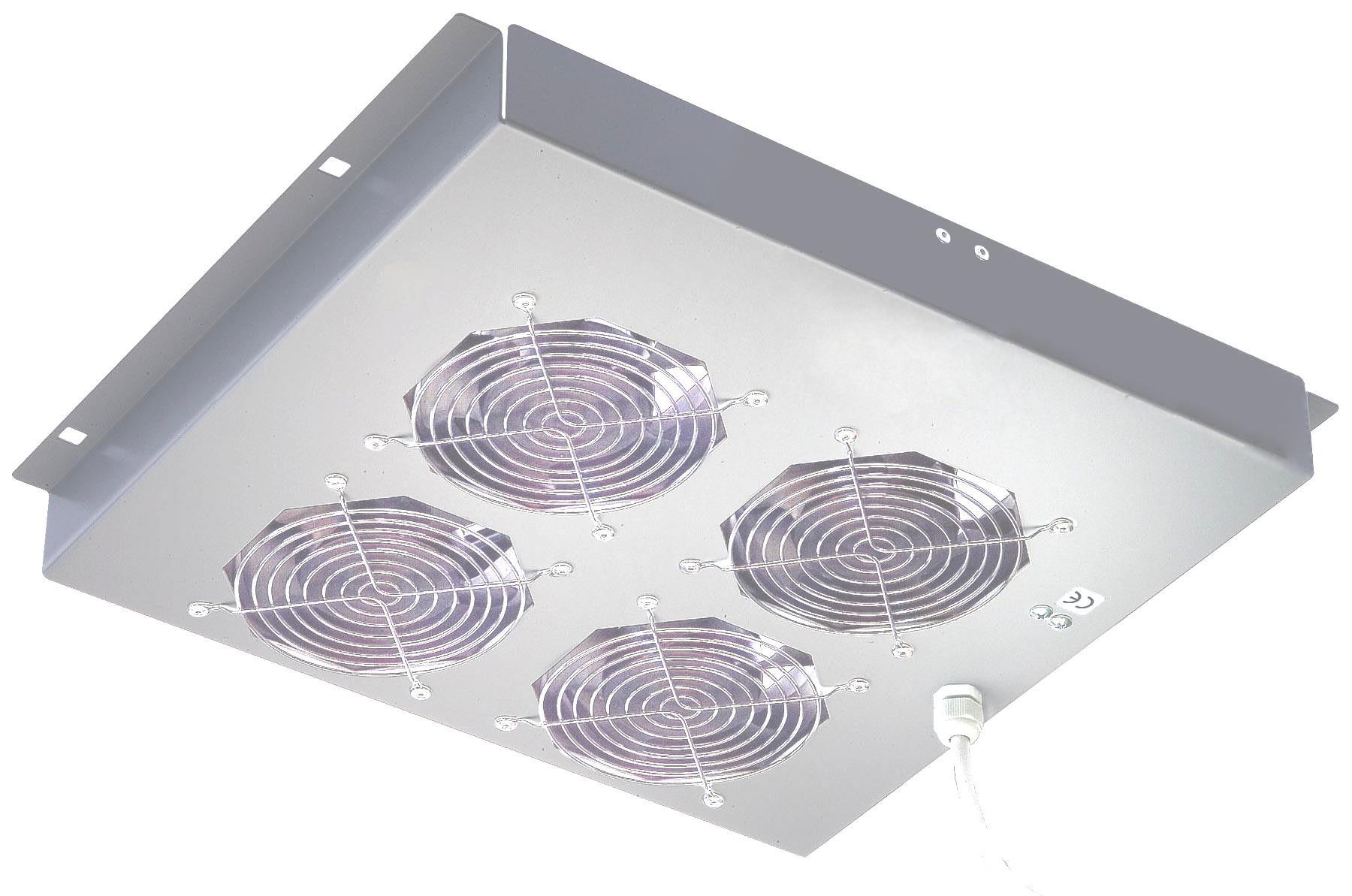 Gruppo di 4 Ventole a Soffitto Senza Termostato per Rack 19'' Grigio INTELLINET