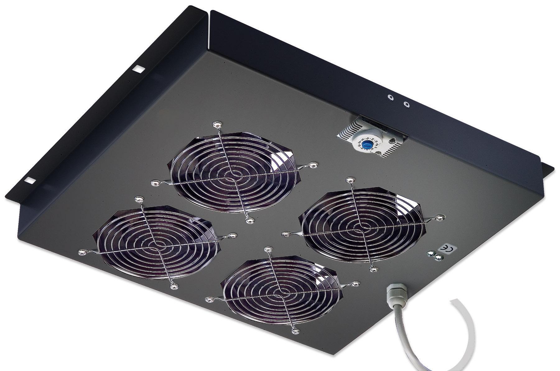 Gruppo di ventilazione a soffitto per Rack 19'' 4 Ventole Nero INTELLINET