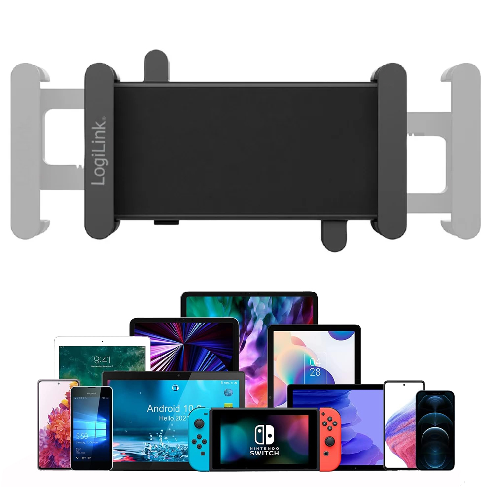 Supporto a Pinza VESA 75x75 per Smartphone e Tablet 4,7''-15'' 1kg max. Nero LOGILINK