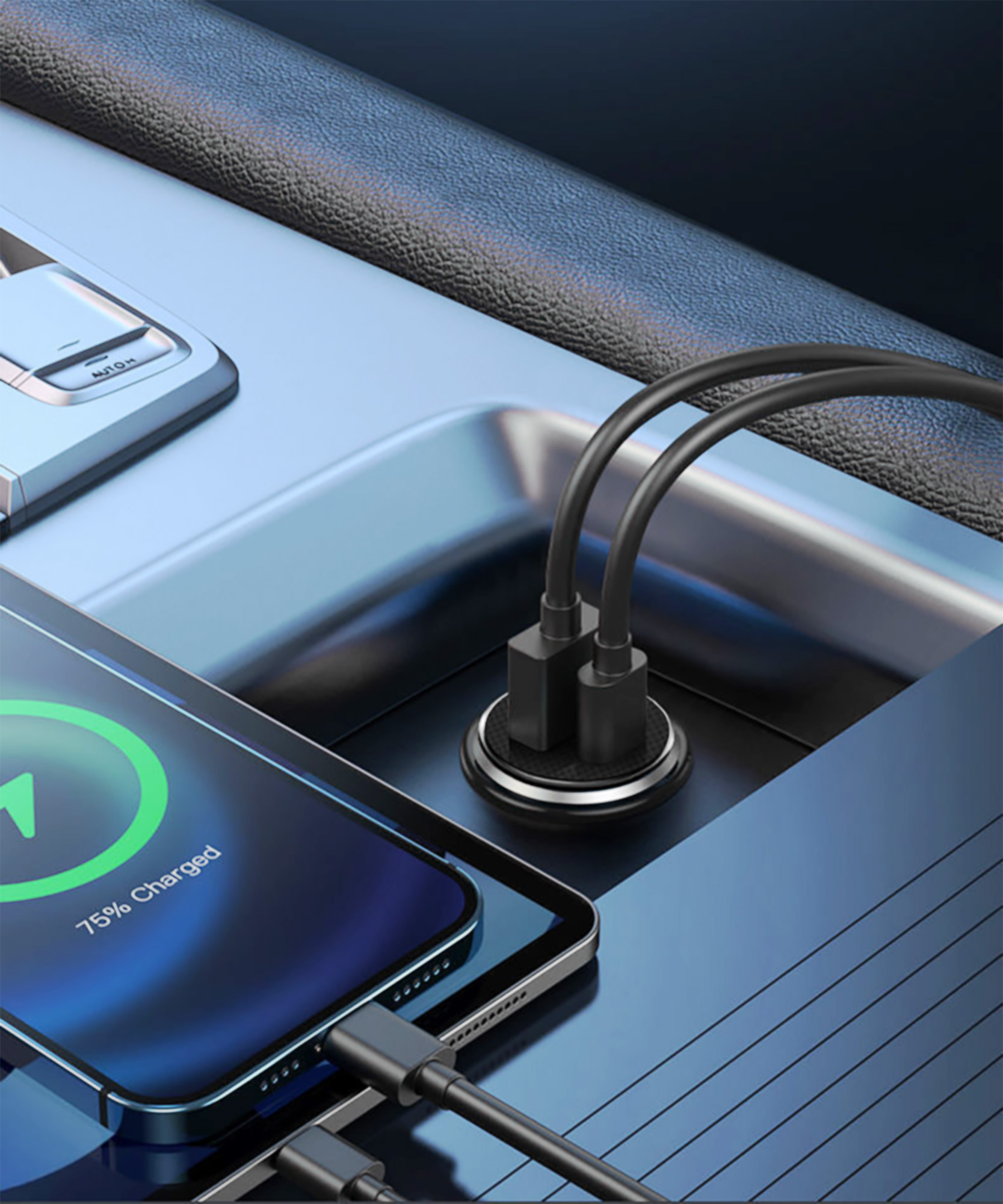 Mini Caricabatteria da Auto con Alimentazione a 2 porte - 25 W MANHATTAN - immagine 8