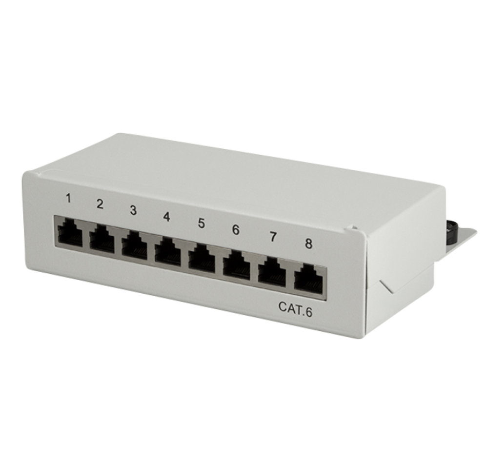 "Pannello Patch 8 Porte Cat. 6: Connessione perfetta in grigio" INTELLINET