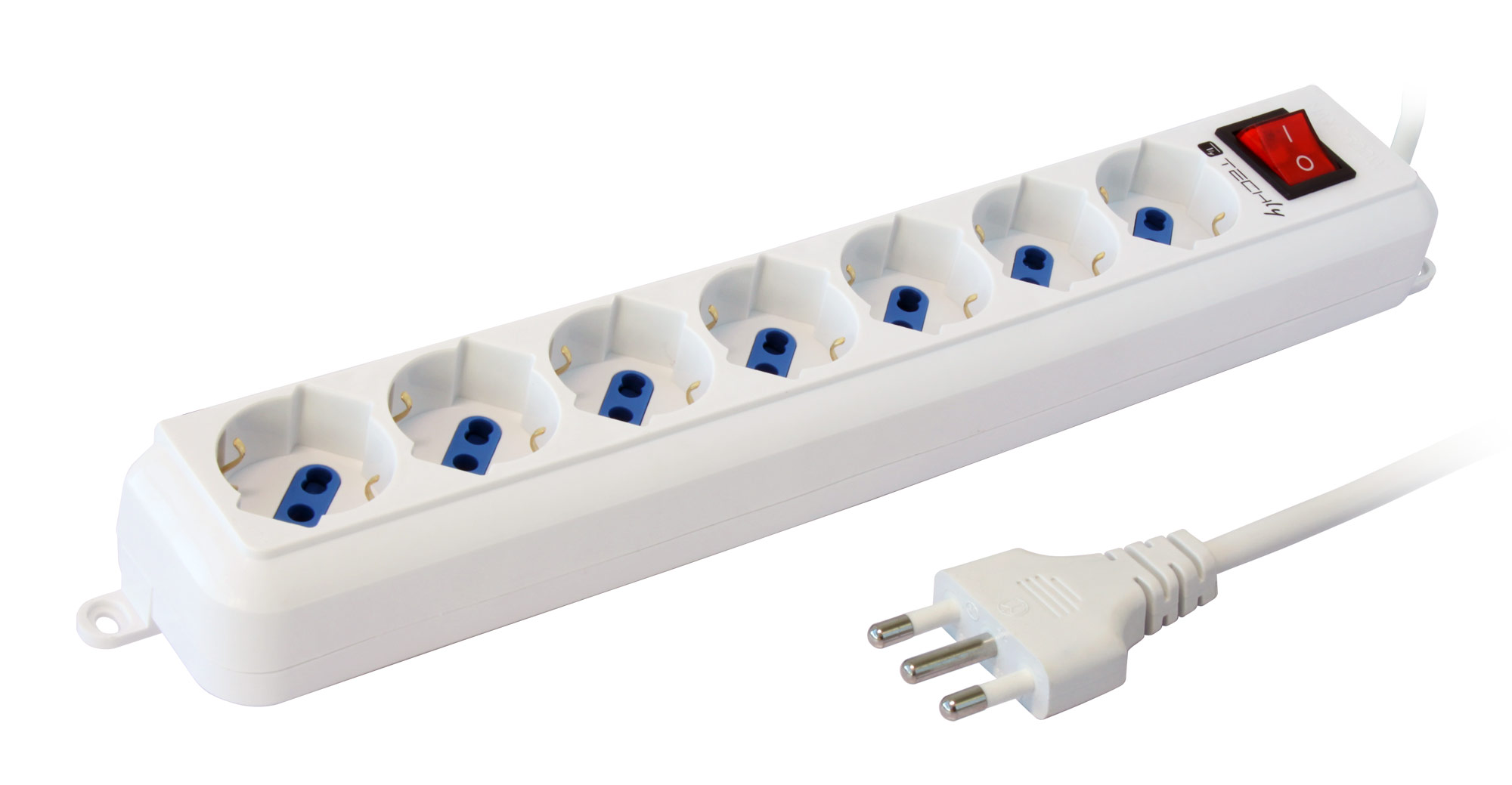 Multipresa 7 Posti Italiana Bipasso / Schuko Cavo 3 metri TECHLY