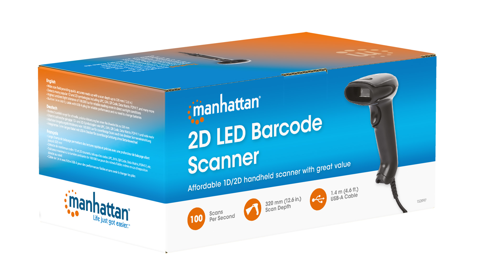 Lettore di Codici a Barre LED 2D USB MANHATTAN - immagine 2